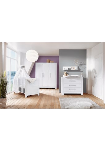 Babyzimmer-Komplettset »Nordic White«, (Set, 3 St., Kinderbett, Schrank, Wickelkommode)