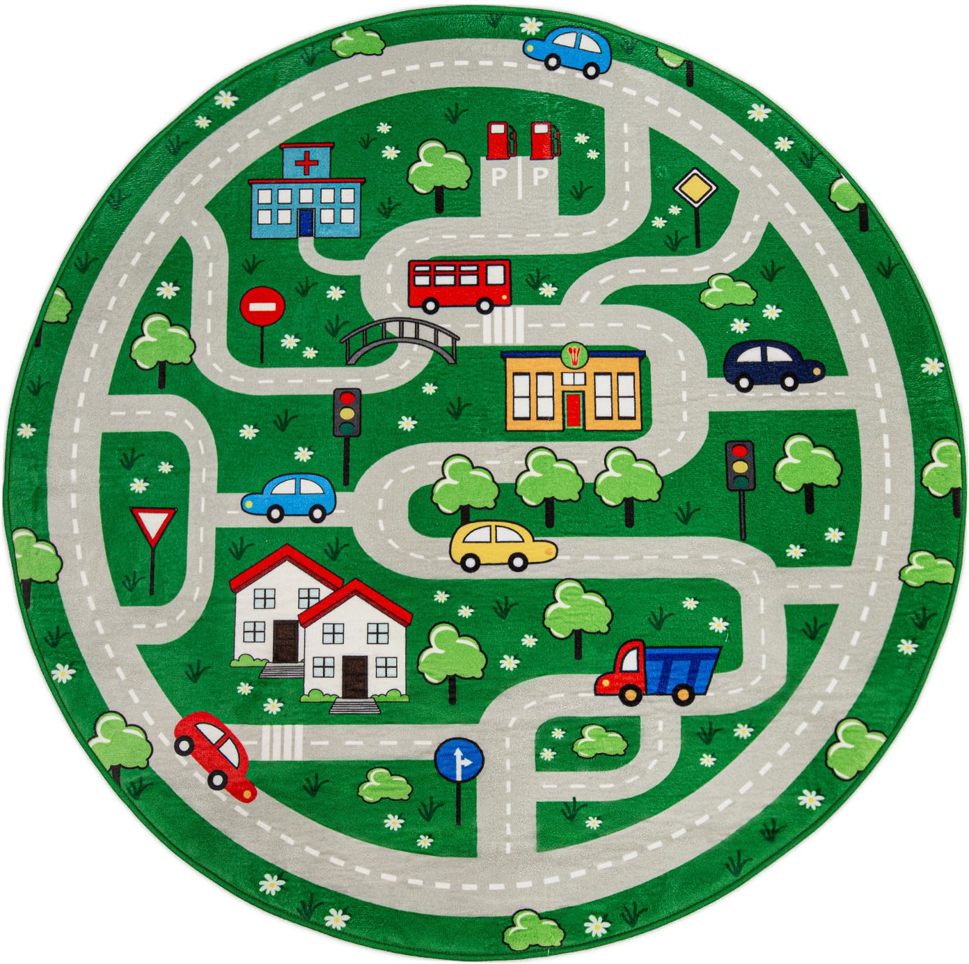 Image of Paco Home Kinderteppich »Chicos 559«, rund, 2 mm Höhe, Flachgewebe, Strassen-Spiel-Teppich, Kinderzimmer bei Ackermann Versand Schweiz