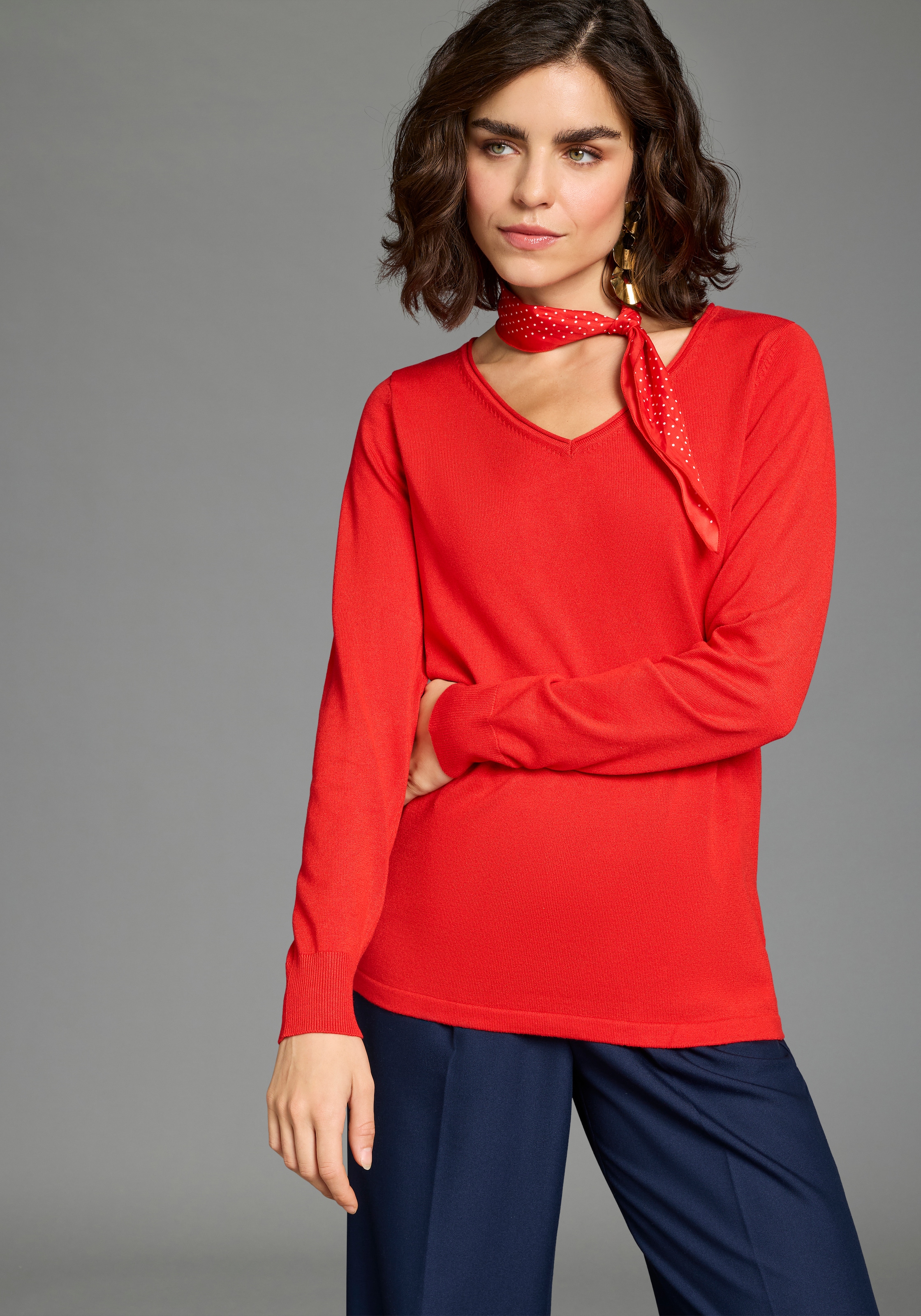 Image of Flashlights V-Ausschnitt-Pullover leicher Übergangspullover mit lässigem Schnitt
