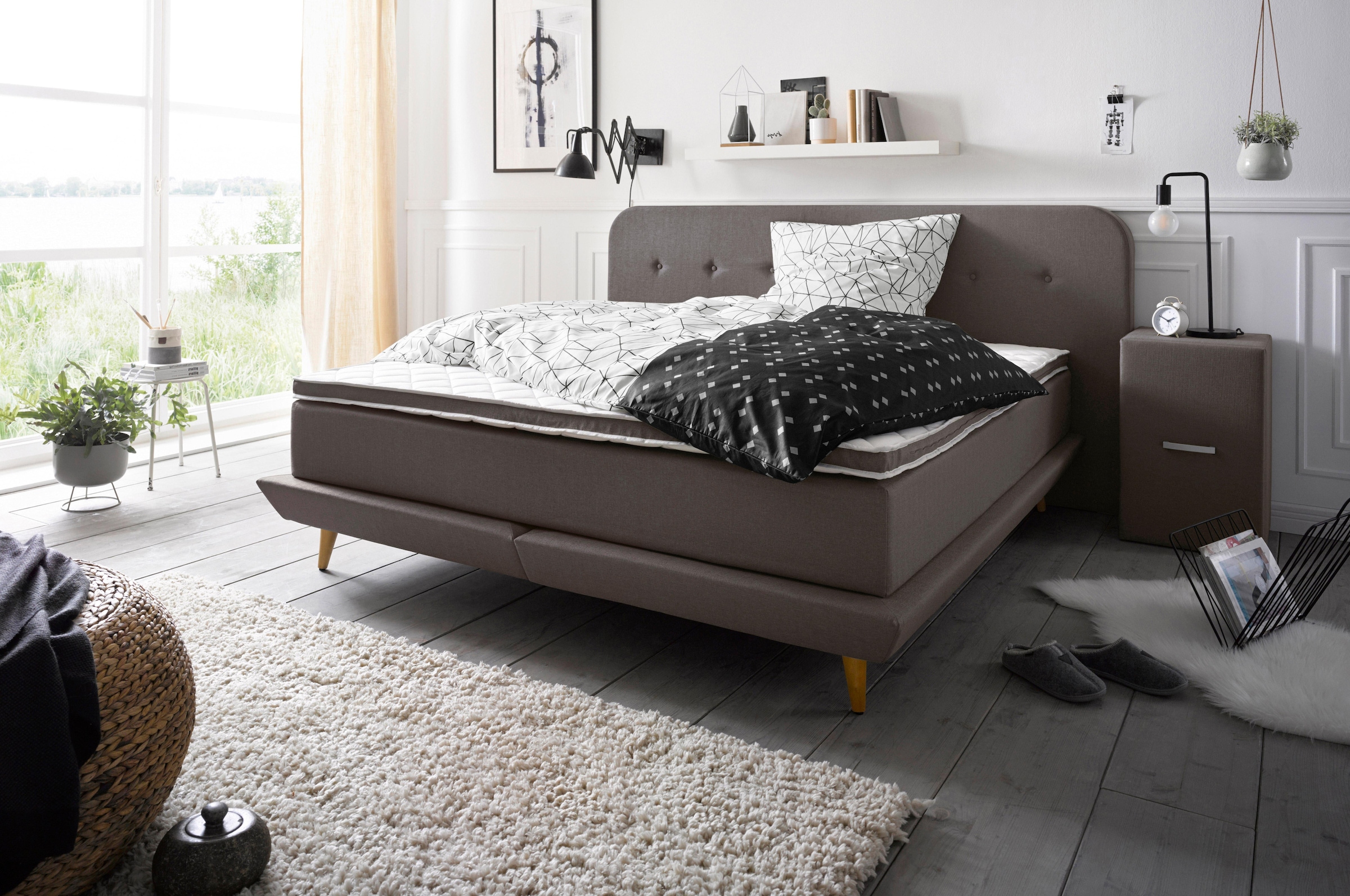 andas Boxspringbett »Premium«, Steppung mit Knopfheftung, inkl. Topper