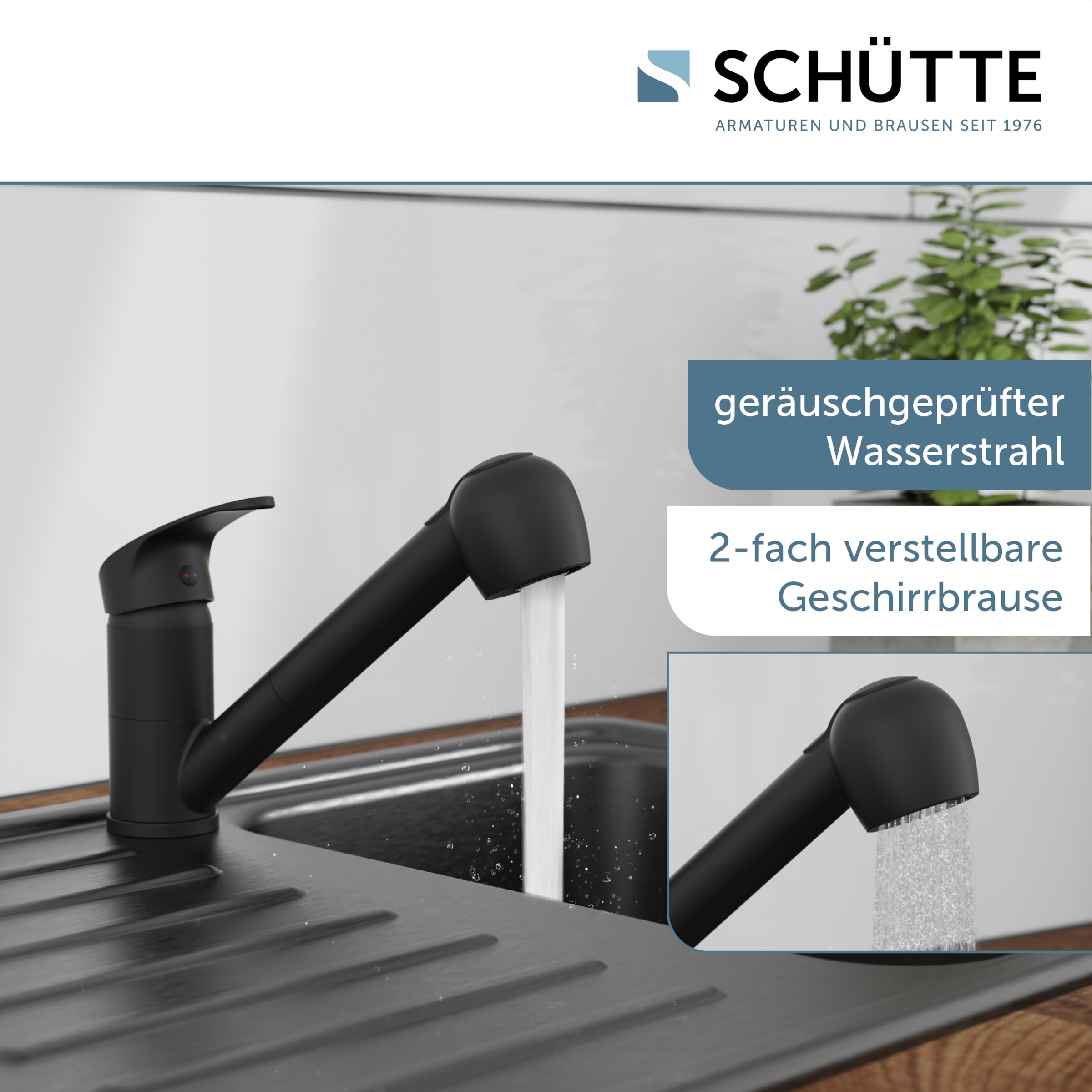 Schütte Robinet d'évier »DIZIANI« douchette extractible, pivotante à 90°, montage facile, durable