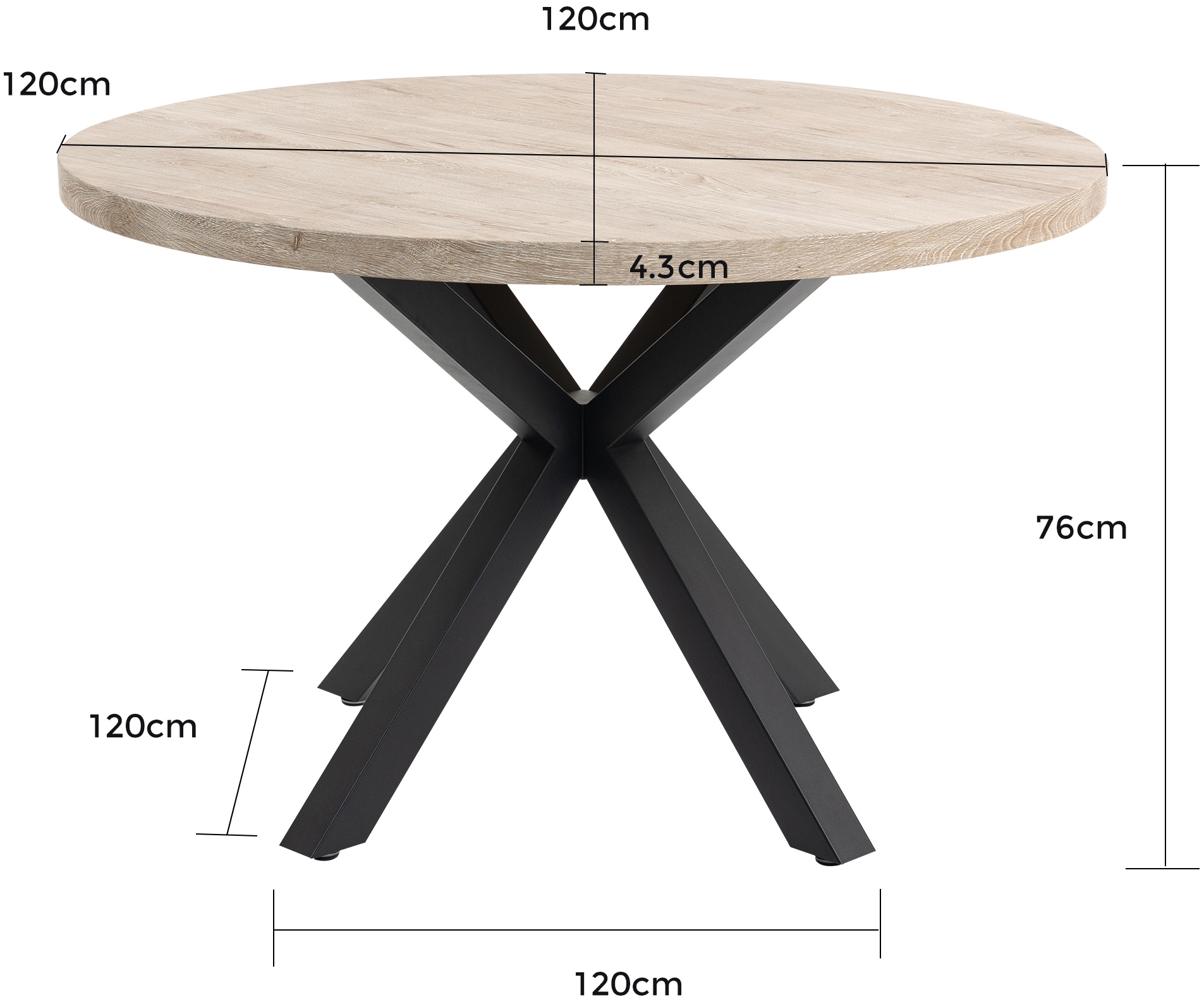Duo Collection Table de salle à manger »Damira Tisch rund« Structure métallique massive, capacité de charge jusqu'à 100 kg