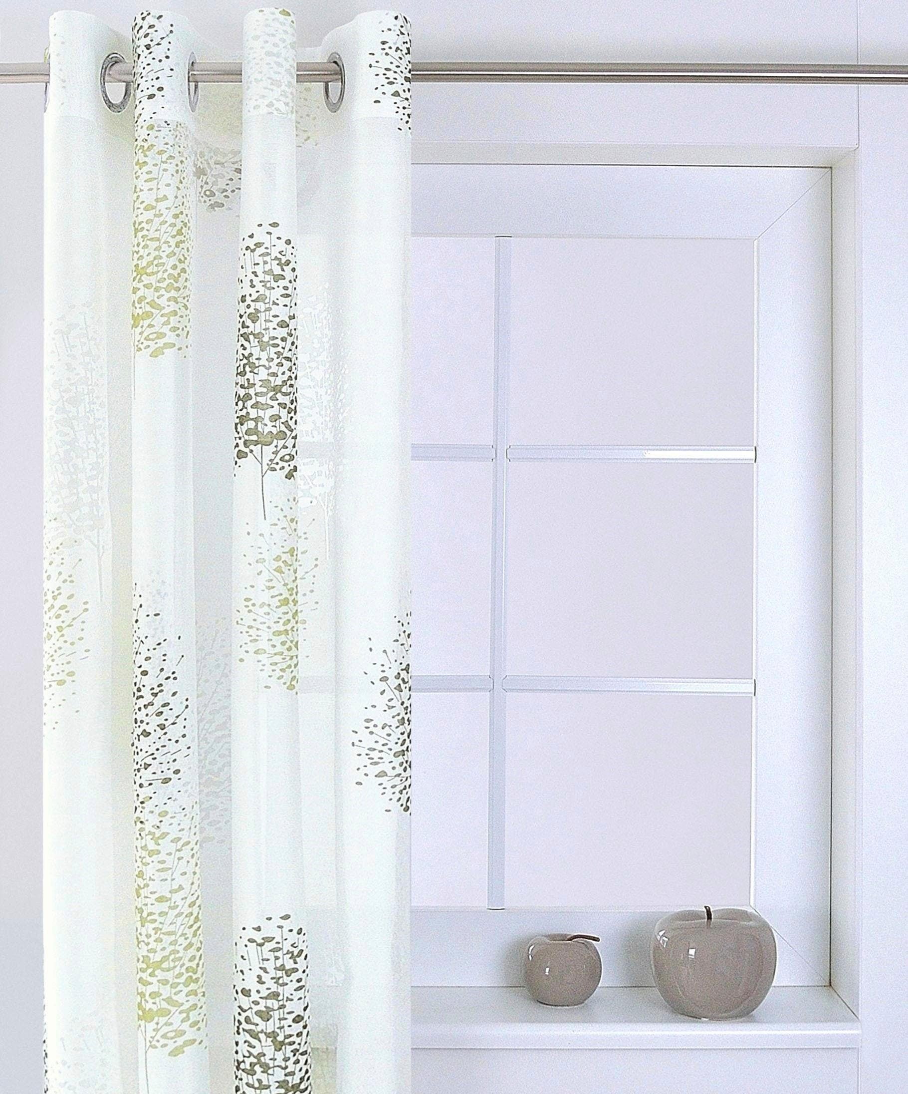 Gardine, »Belinda«, St.), Kutti Viskose-Polyester Vorhang bedruckt, günstig! (1 halbtransparent, Ausbrenner,