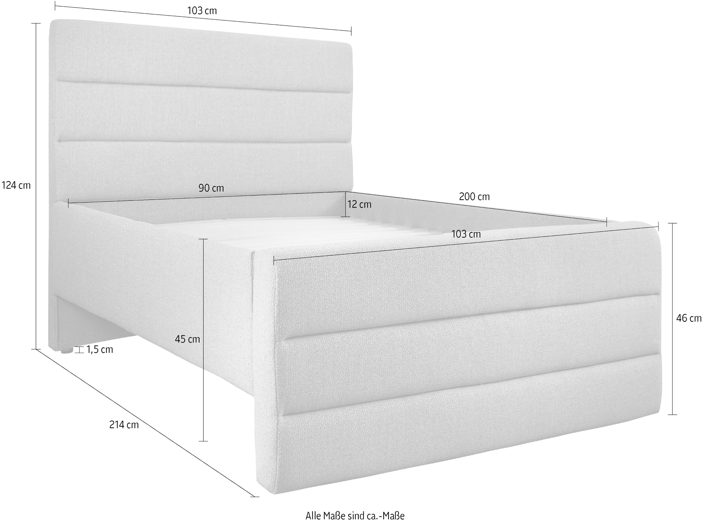 GOODproduct Polsterbett »Merrit«, Quernaht im Kopf- und Fussteil, in 5 Breiten, auch in 220 cm Länge