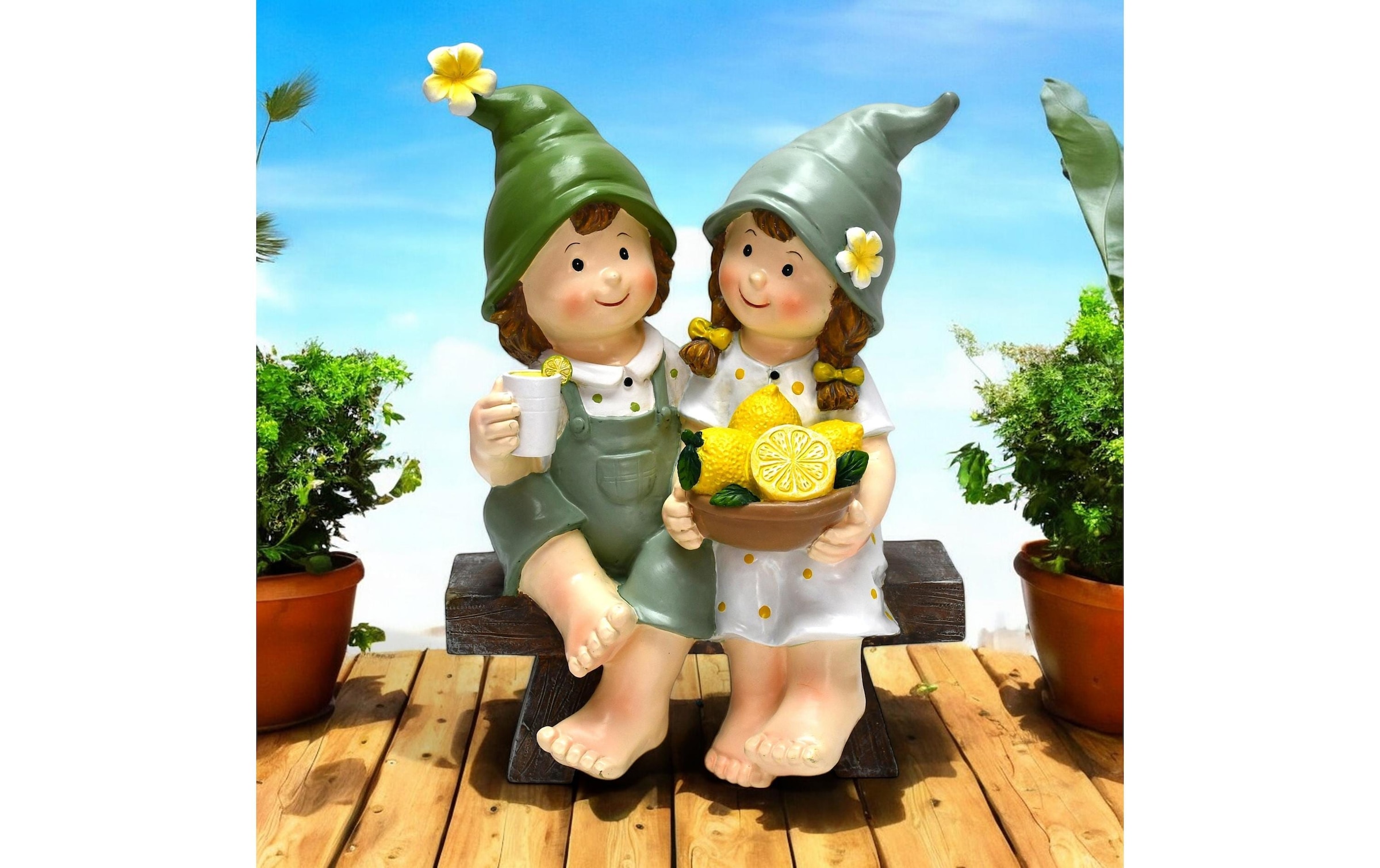 Gartenfigur »Dameco Kinder auf Bank sitzend«