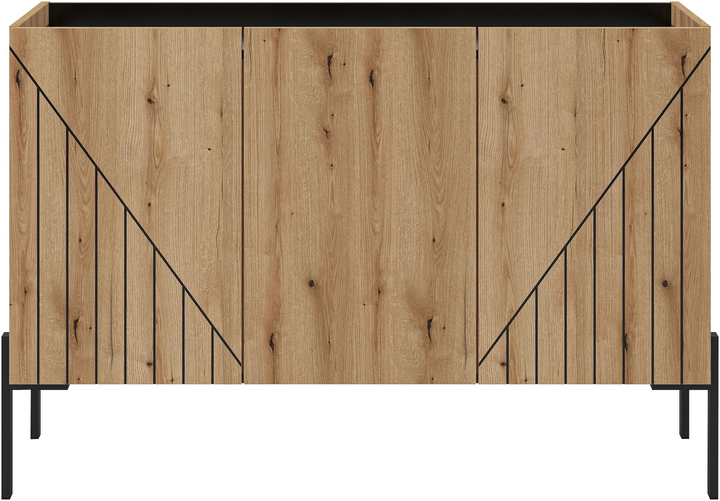 INOSIGN Sideboard »SNETT, Breite: 122cm, mit Metall-Stabfüssen, 3 Türen, 3 Einlegeböden« Anrichte, Kommode, Schrank, Board, Higboard