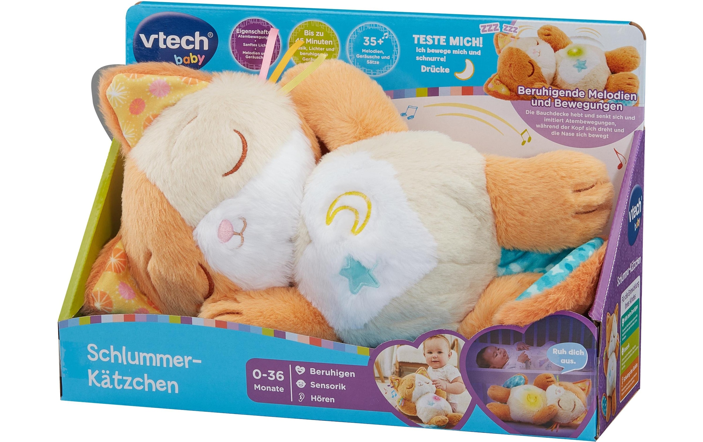 Vtech® Plüschfigur »Schlummer-Kätzchen -DE-«, (1 St.), Sterntaste für Timer und verschiedene Klänge