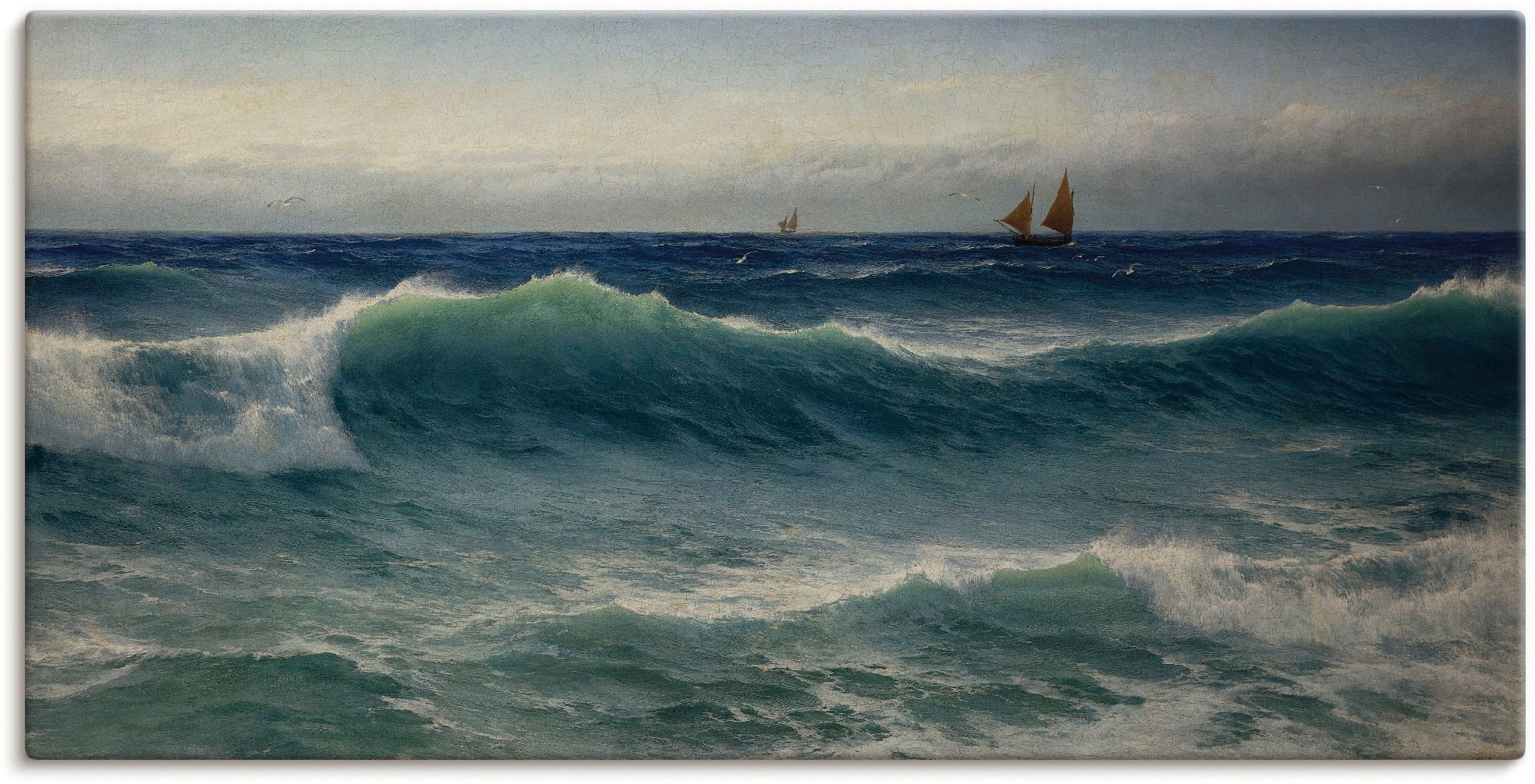 Image of Artland Leinwandbild "Brechende Wellen. 1893" Gewässer 1 Stk. tlg. auf Holzrahmen gespannt