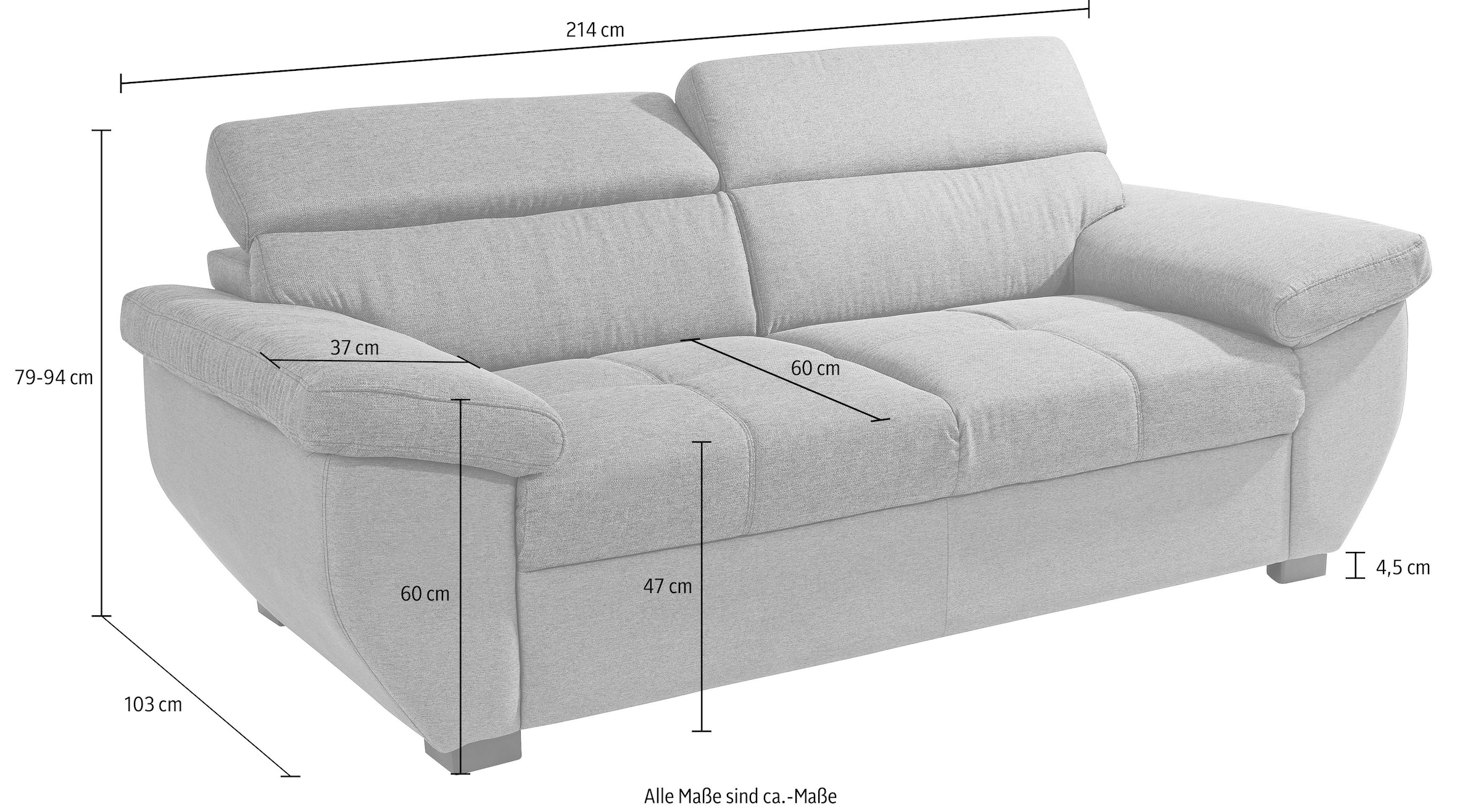 COTTA 2,5-places »Speedway« Big-Sofa mit Kopfteilverstellung