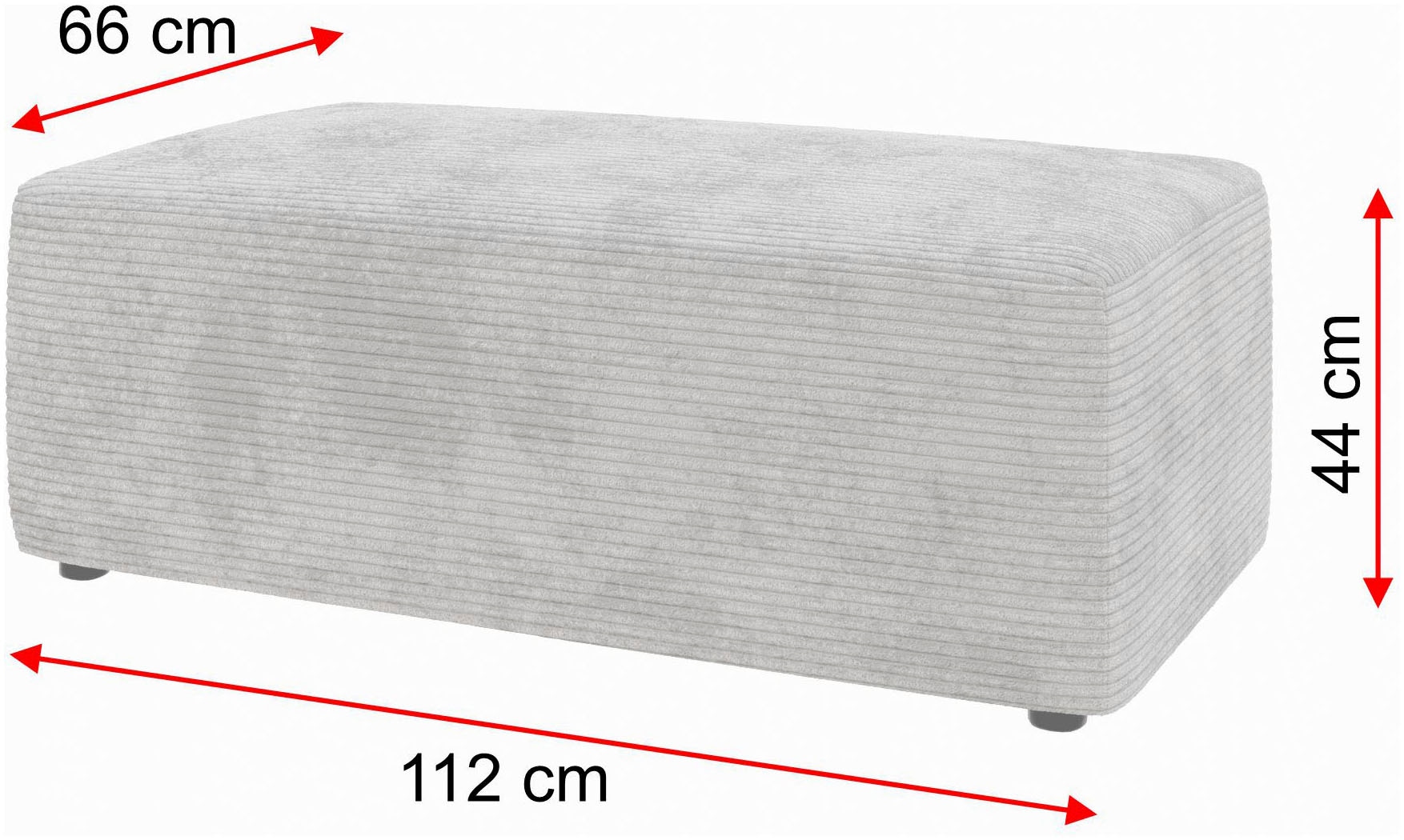 TRENDMANUFAKTUR Hocker »Wien, XXL Polsterhocker, passende Ergänzung zur Serie« in trendigem Cordstoff, grosszüge Breite von 112 cm