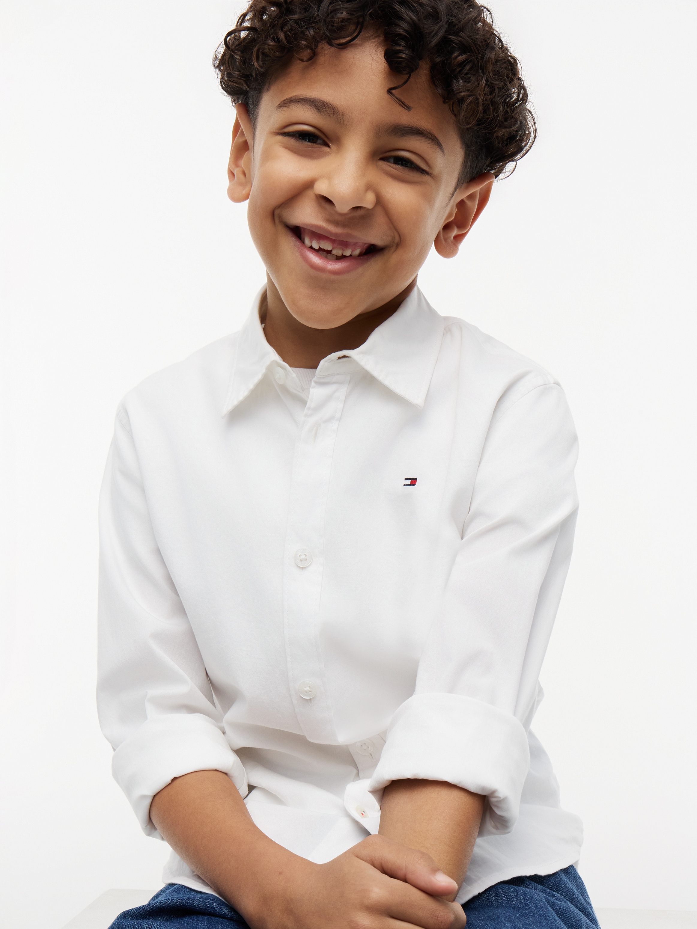 Tommy Hilfiger Chemise à manches longues »SOLID STRETCH POPLIN SHIRT L/S« pour garçons
