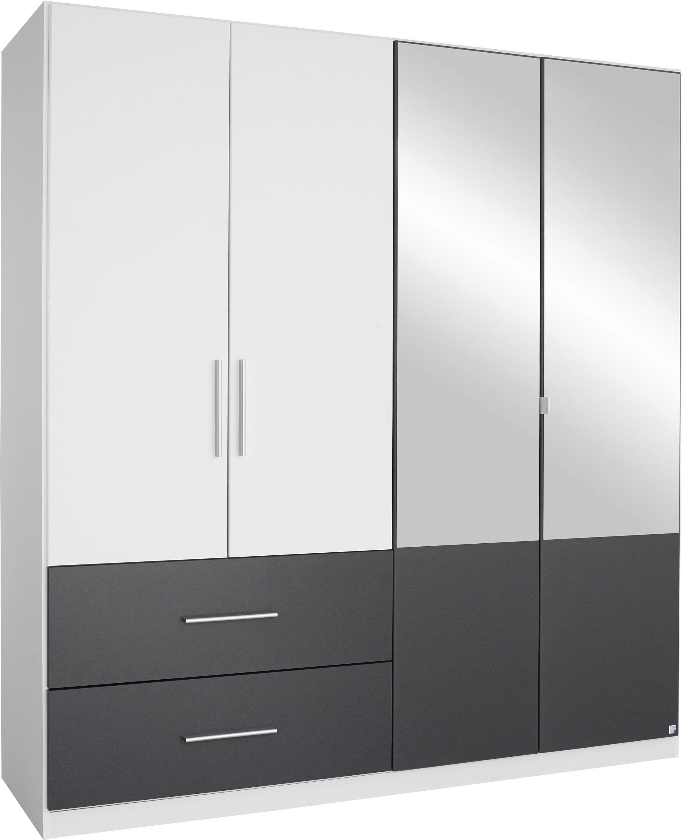 Image of rauch Kleiderschrank "Drehtürenschrank Schrank Garderobe Wäscheschrank Schlafzimmer ALVOR" Breiten 91/136/181 cm, Höhe 197 cm, erhältlich optional mit Spiegel, 2 grosse Schubladen MADE IN GERMANY