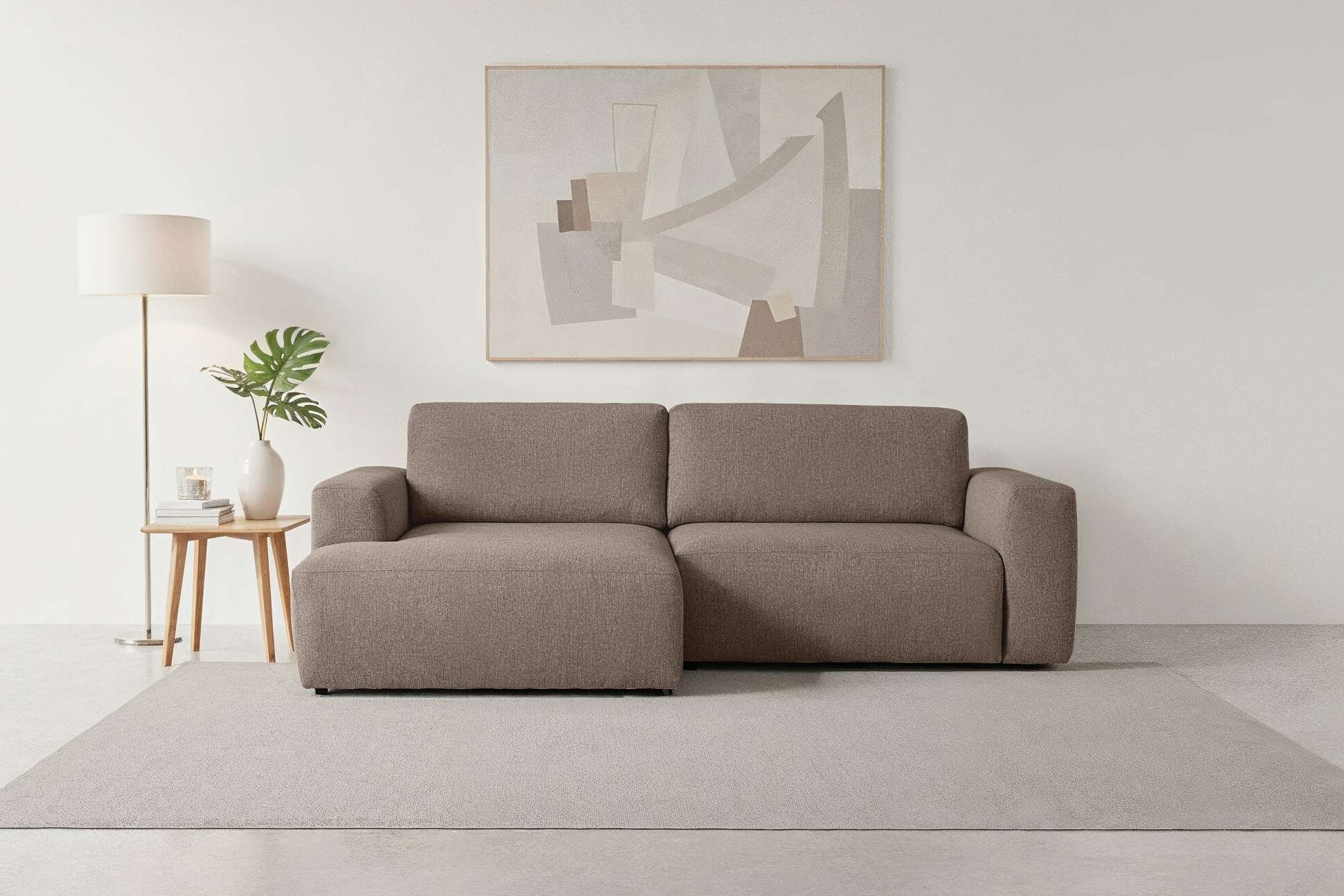 Home affaire Canapé-lit »Noord Schlafecksofa, Breite 250 cm« Velours côtelé, structure, tissu tissé, avec suspension ondulée, cadre en bois massif