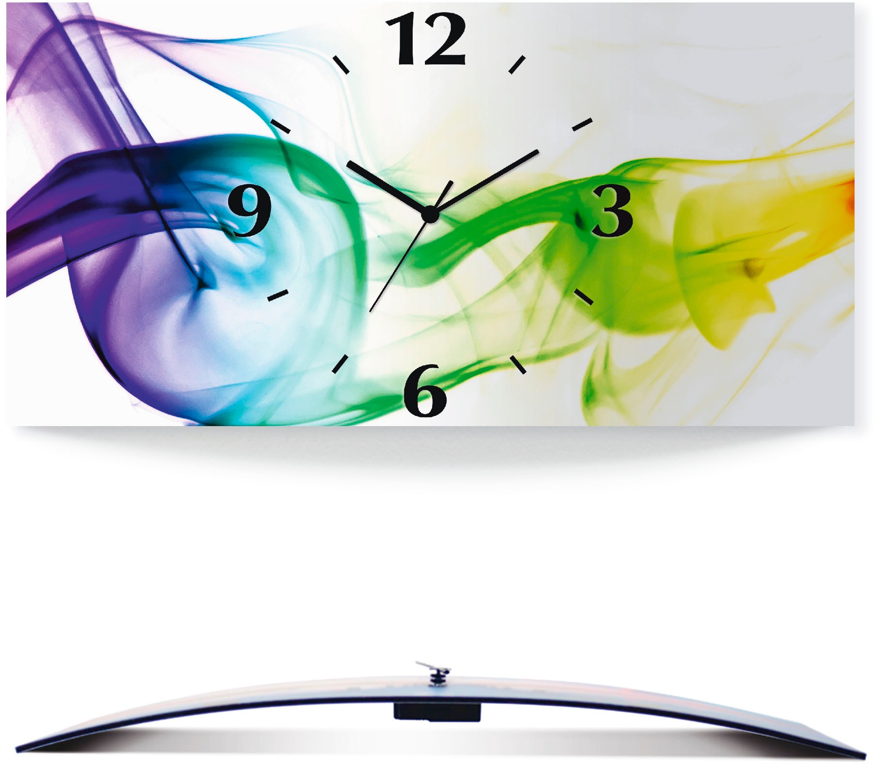 Image of Artland Wanduhr »Rauch - Abstrakt«, 3D Optik gebogen, silberfarben-metallic, lautlos, ohne Tickgeräusche, nicht tickend, geräuschlos - wählbar: Funkuhr o. Quarzuhr, moderne Uhr für Wohnzimmer, Küche etc. - Stil: modern bei Ackermann Versand Schweiz