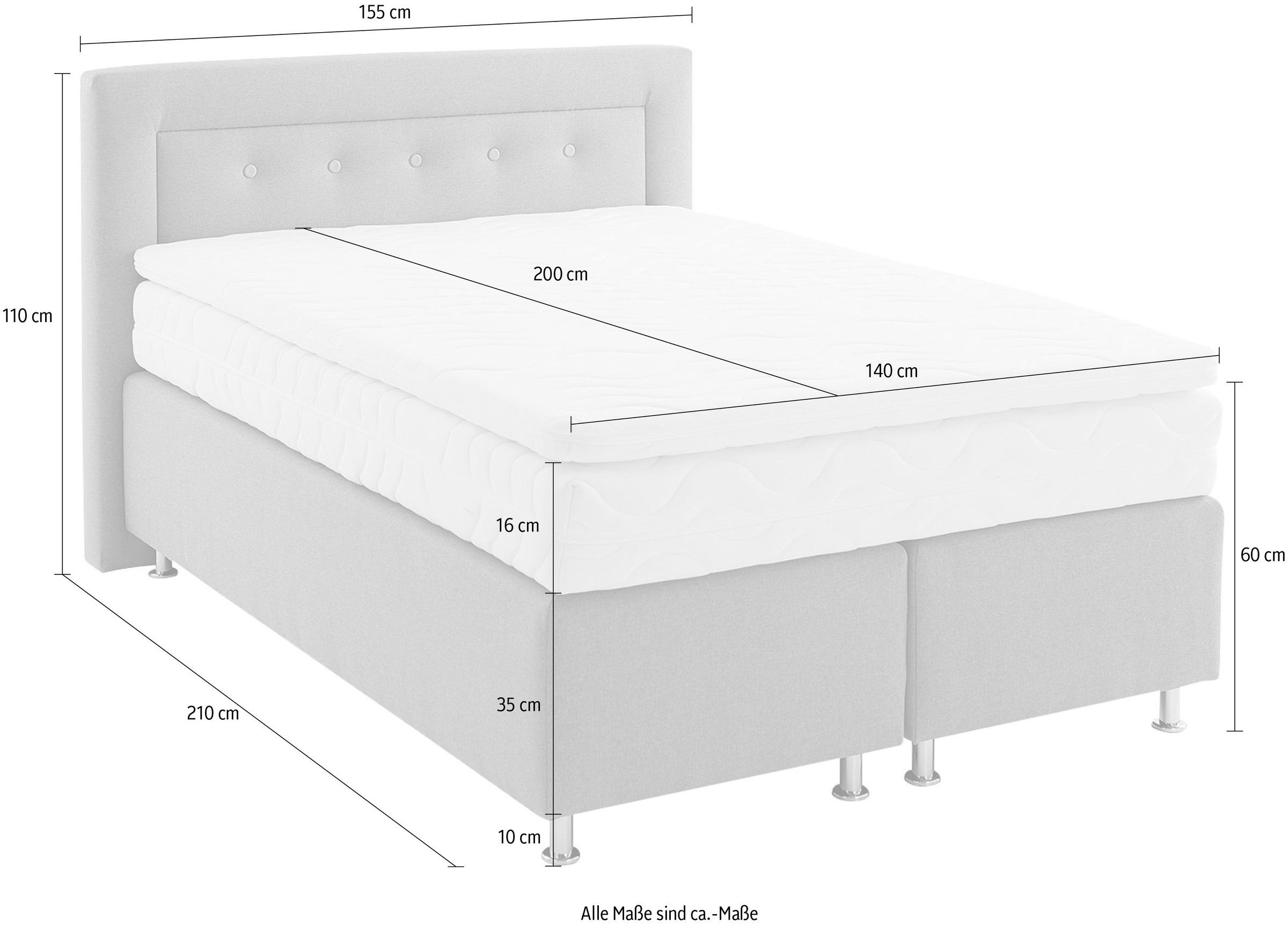 Westfalia Schlafkomfort Boxspringbett, wahlweise mit Topper