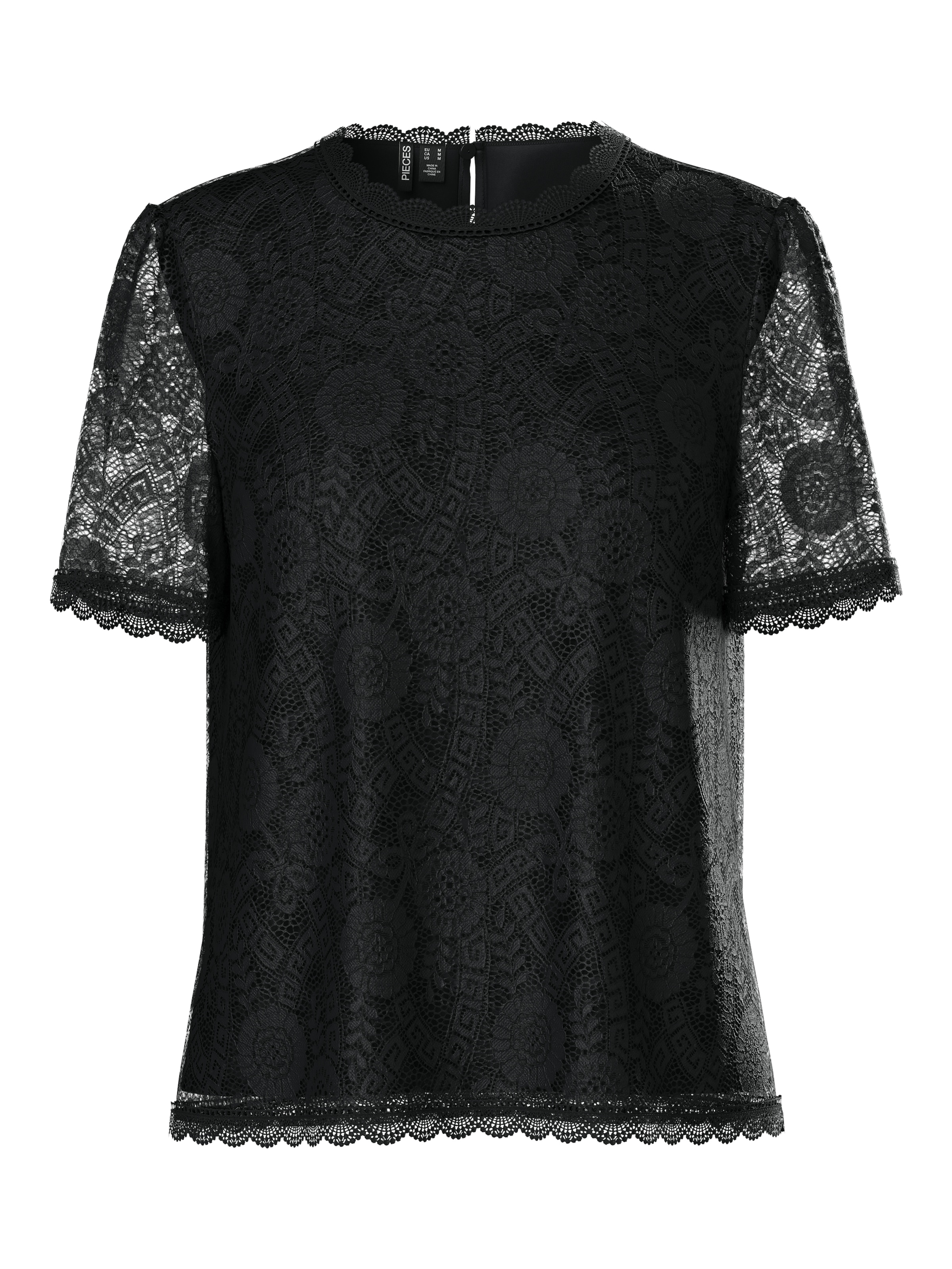 pieces Spitzenshirt »PCOLLINE SS LACE TOP WVN NOOS«