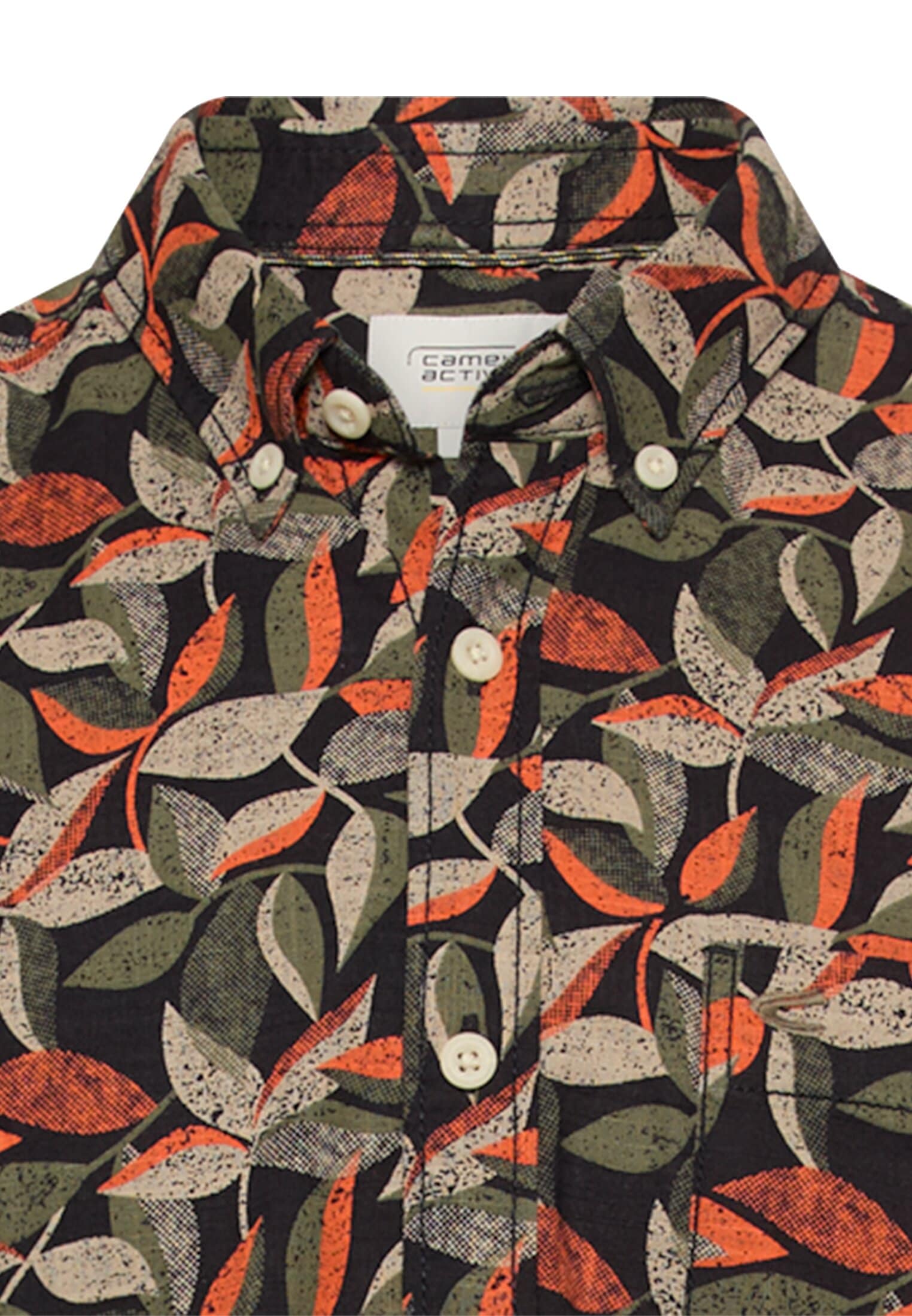camel active Kurzarmhemd mit floralem Muster und Button-Down-Kragen