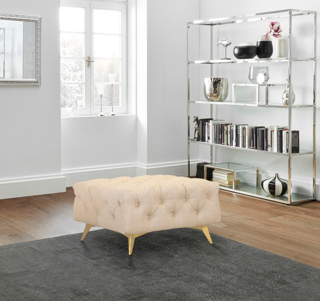 Leonique Polsterhocker »Glynis«, aufwändige Knopfheftung, moderne Chesterfield Optik, Fussfarbe wählbar