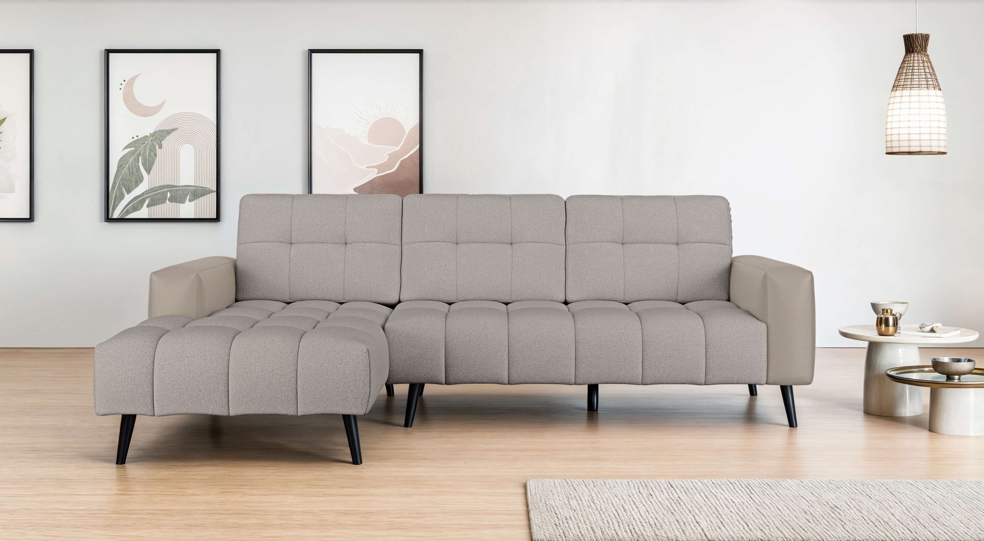 Image of Home affaire Ecksofa "SERINE mit Recamiere rechts/links bestellbar, Masse B/H/T 253/91/161 cm" L-Form mit Wellenunterfederung, 3 Rückenkissen, ohne Bettfunktion
