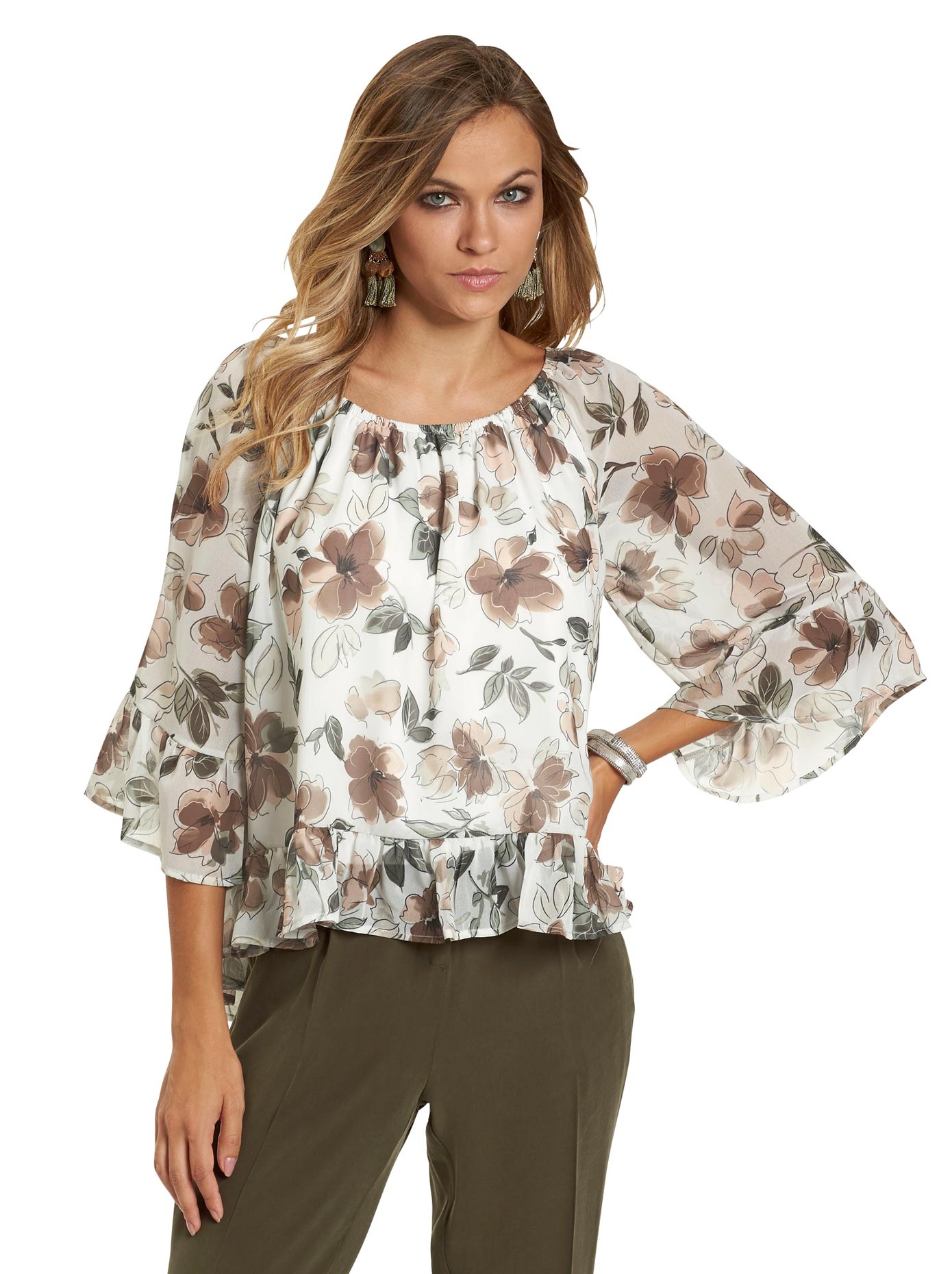 Bluse in duftiger, leichter Chiffon-Qualität