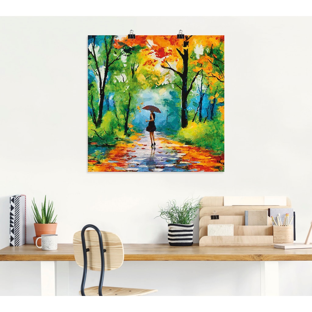 Artland Wandbild »Herbstlicher Spaziergang im Park«, Vier Jahreszeiten Bilder, (1 St.)