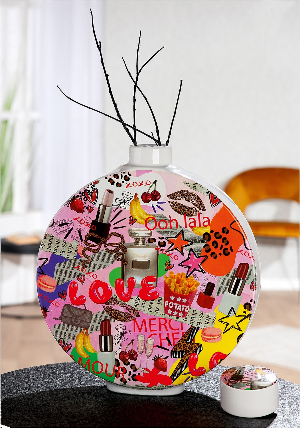 GILDE Vase de table »Deckelvase OOH LALA«