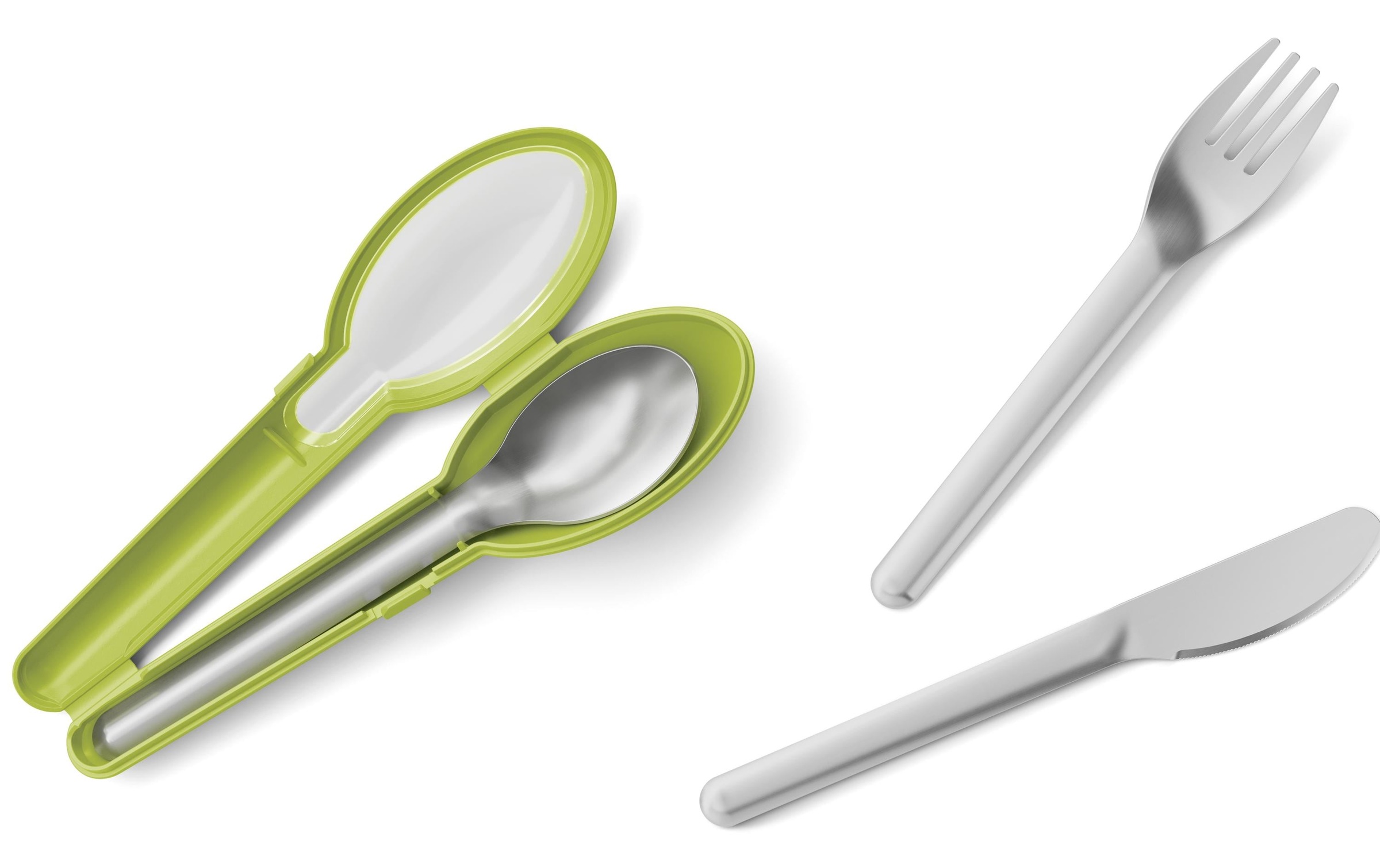 Image of Emsa Besteck-Set "to go Clip & Go 3-teilig, Grün/Silber"