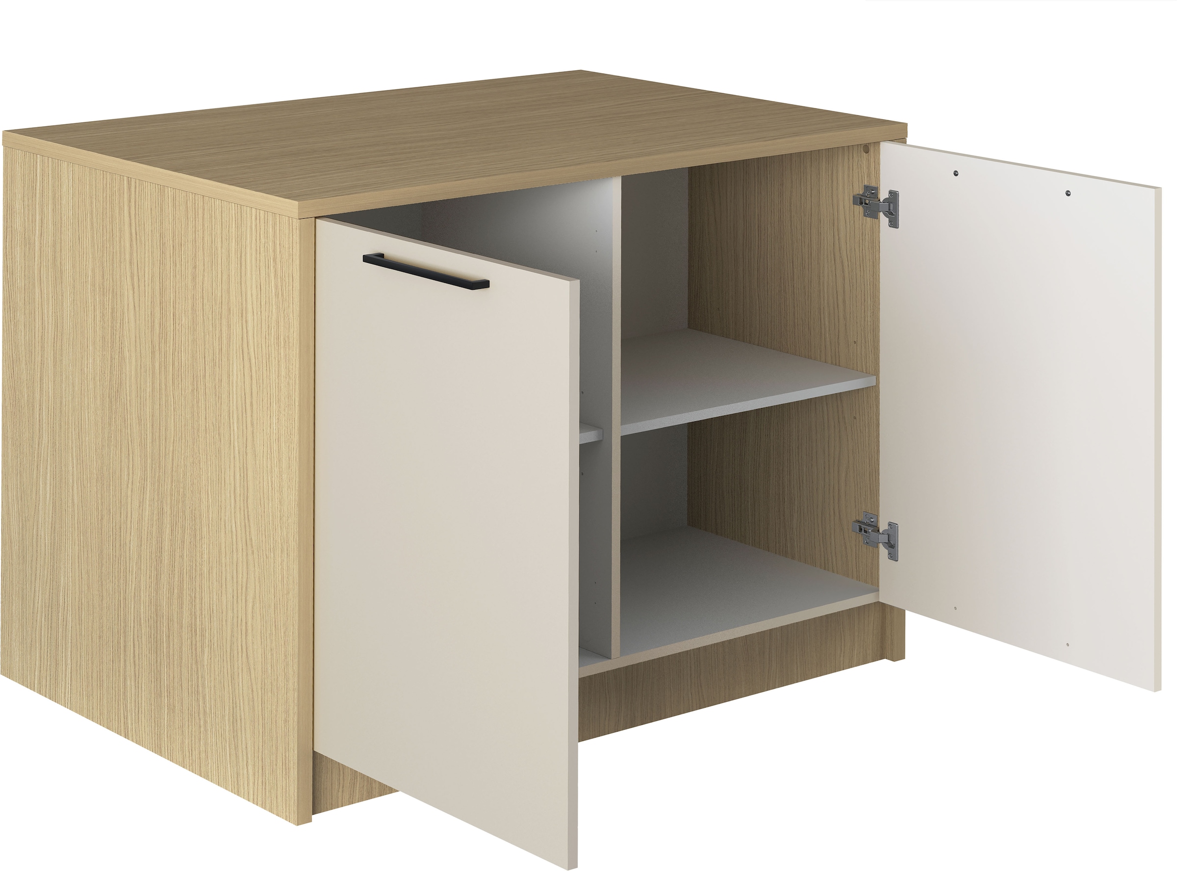 KOCHSTATION Ilot de cuisine »KS-Luna« Largeur 115 cm, 2 portes, 4 compartiments intérieurs, 2 places à manger, portes amorties