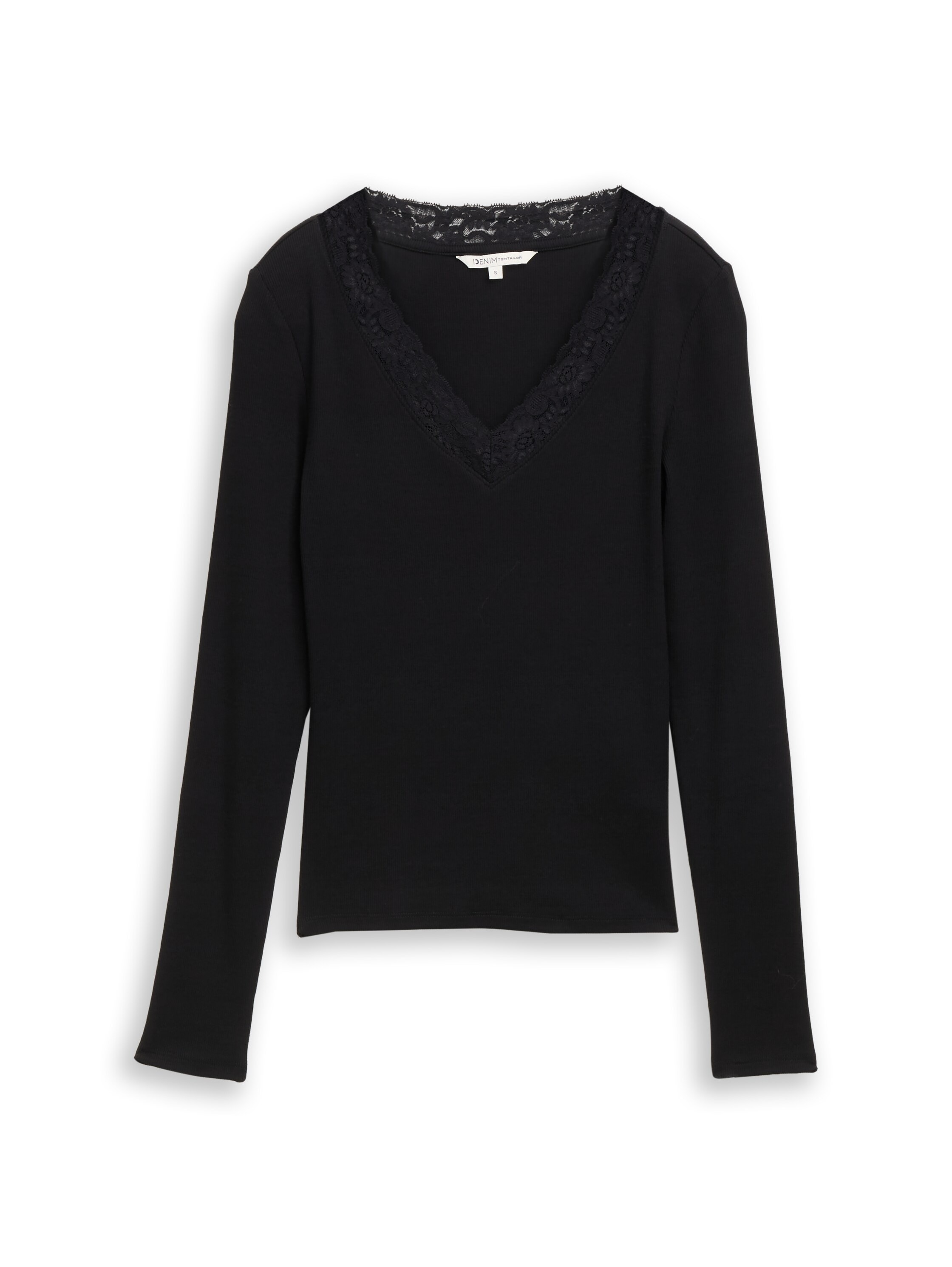 TOM TAILOR Denim T-shirt à manches longues mit Spitzen-Detail