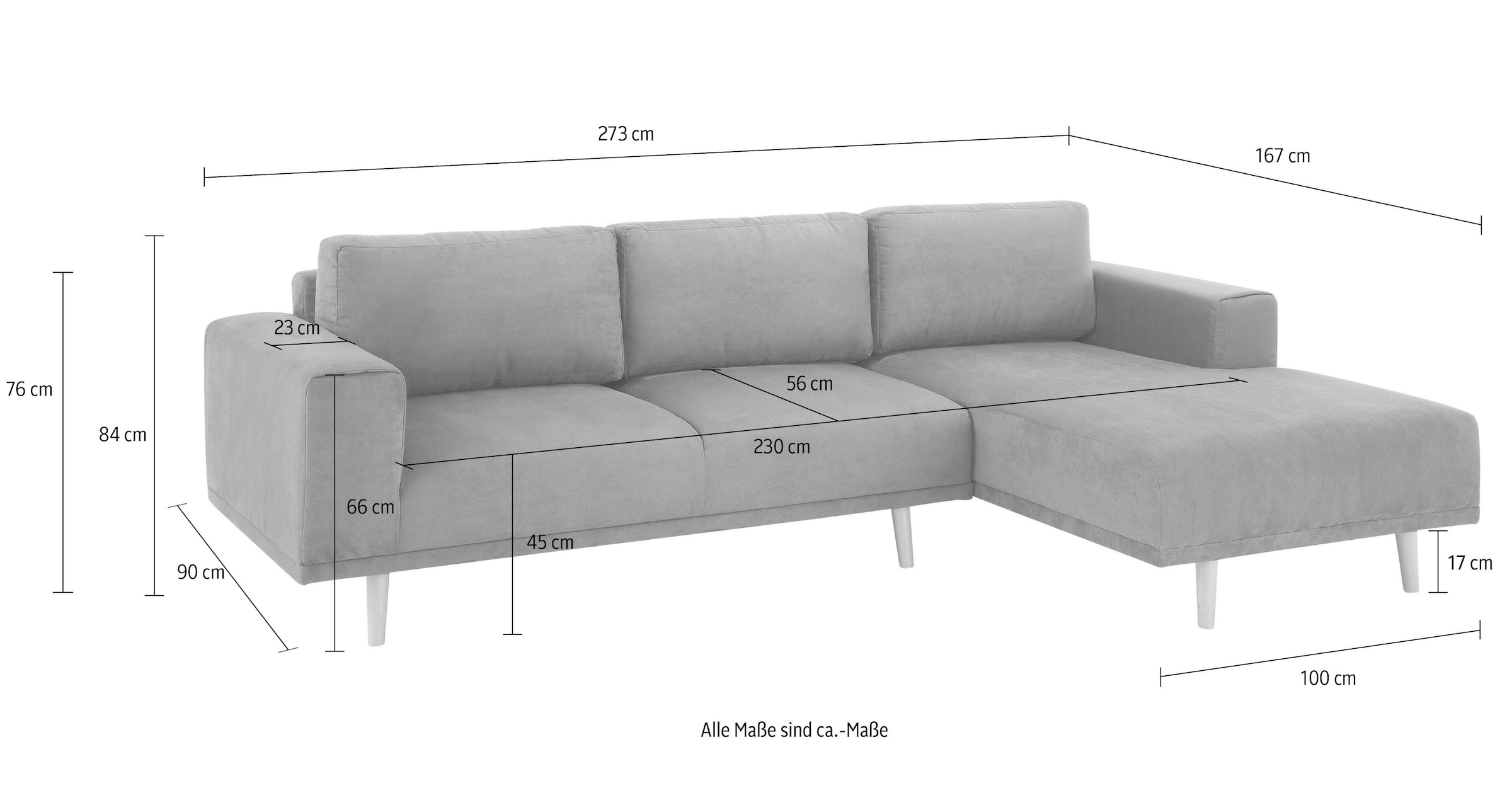 Home affaire Ecksofa »Lasse L-Form«, im scandinavischen Stil mit Holzfüssen