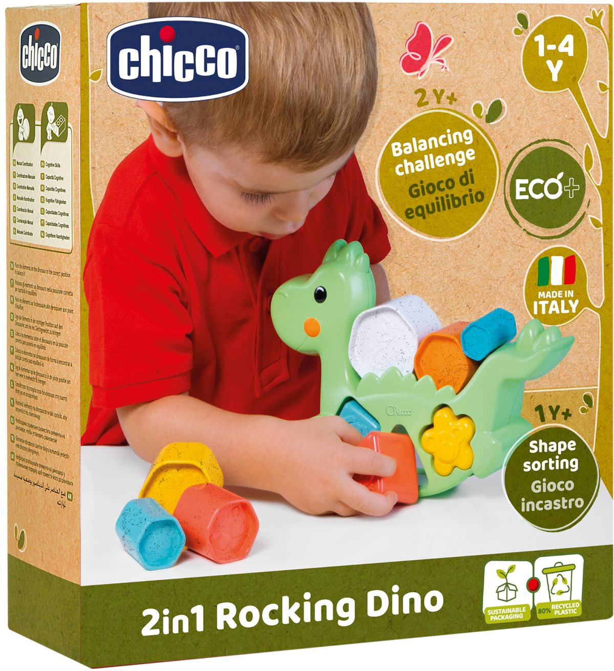 Chicco Lernspielzeug »2 In 1 Schaukeldino«, teilweise aus recyceltem Material; Made in Europe