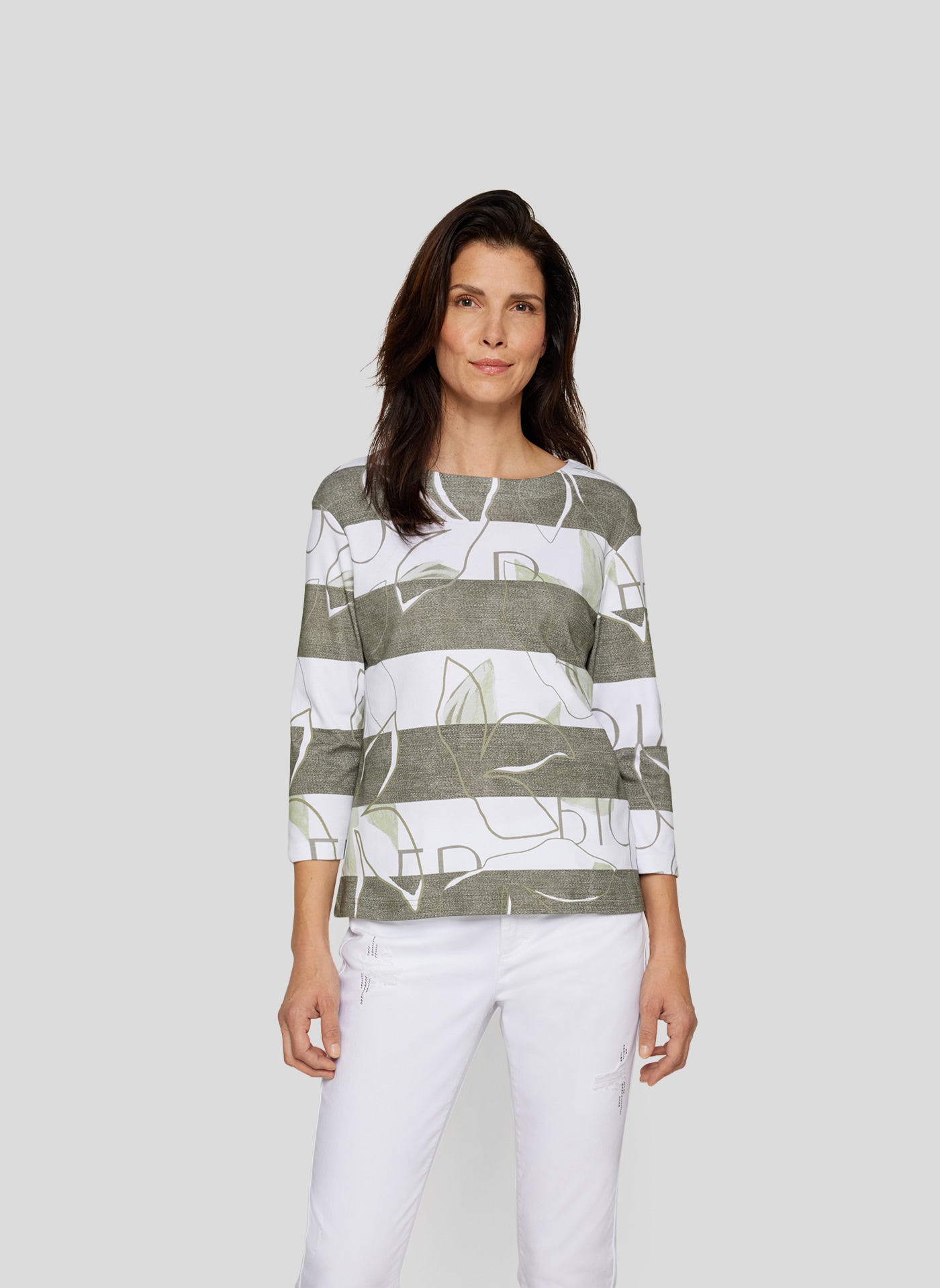 Rabe 3/4-Arm-Shirt, mit Blockstreifen und grafischem Print