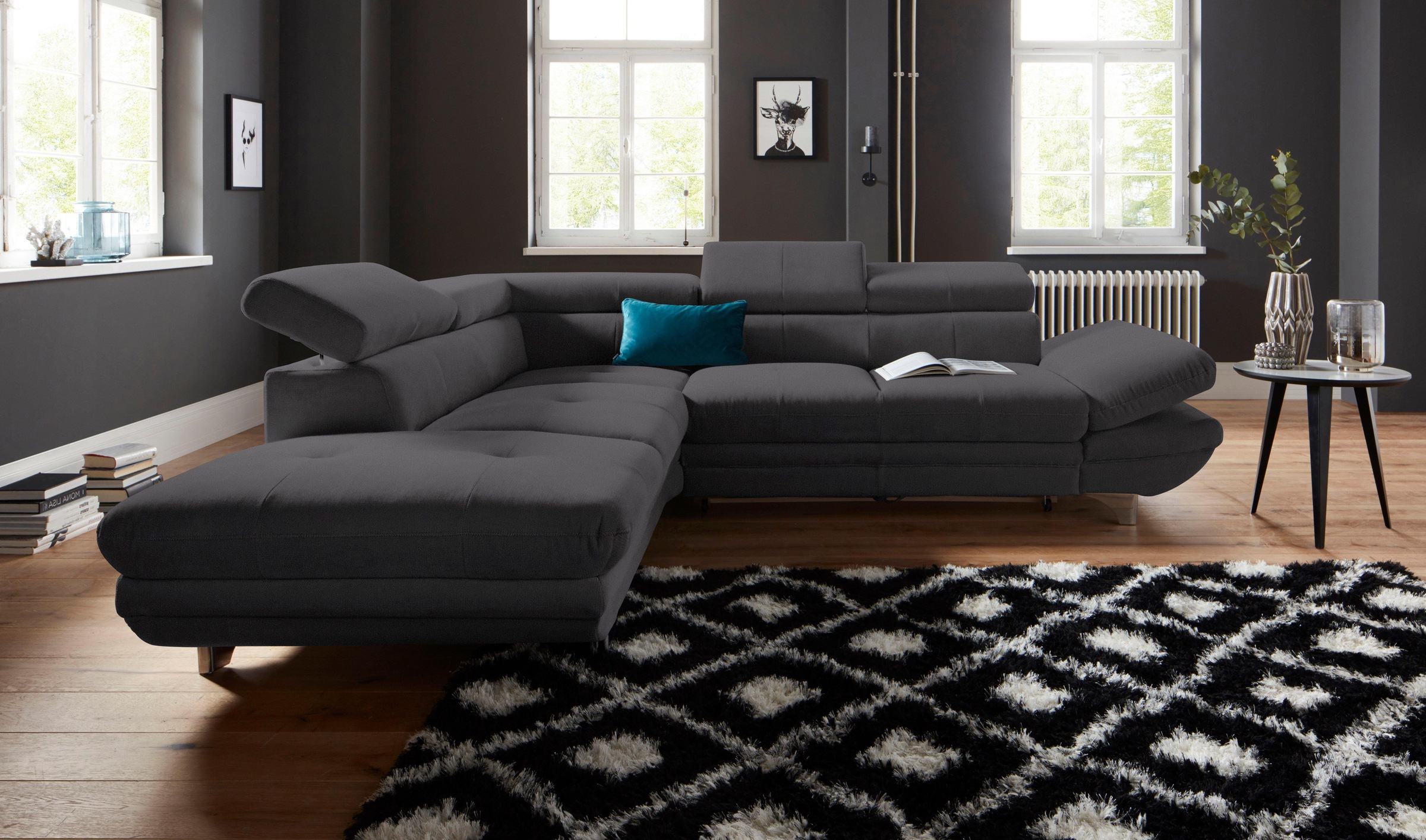 COTTA Canapé d'angle »Enterprise L-Form« mit Arm- & Kopfteilverstellung, wahlweise mit Bettfunktion