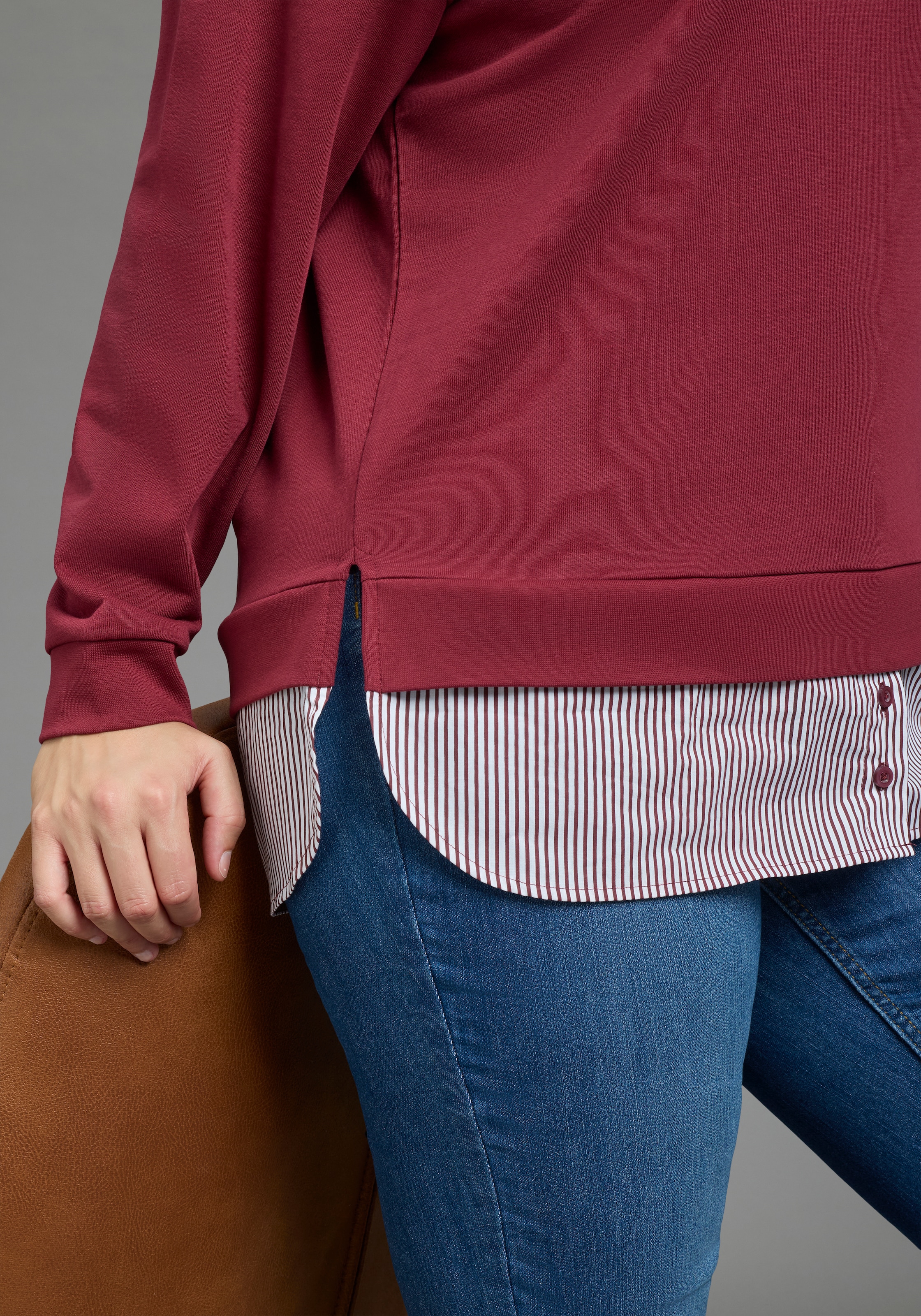 Laura Scott CURVE Sweater »Grosse Grössen«, mit elegantem Bluseneinsatz
