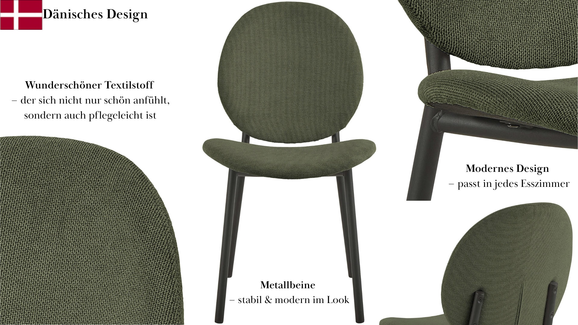 ACTONA GROUP Esszimmer-Set »Esspruppe, Speisetisch mit Wohnzimmerstühlen« Komplett-Set, 1x Tisch + 4x Stuhle, 5 Stk. tlg.