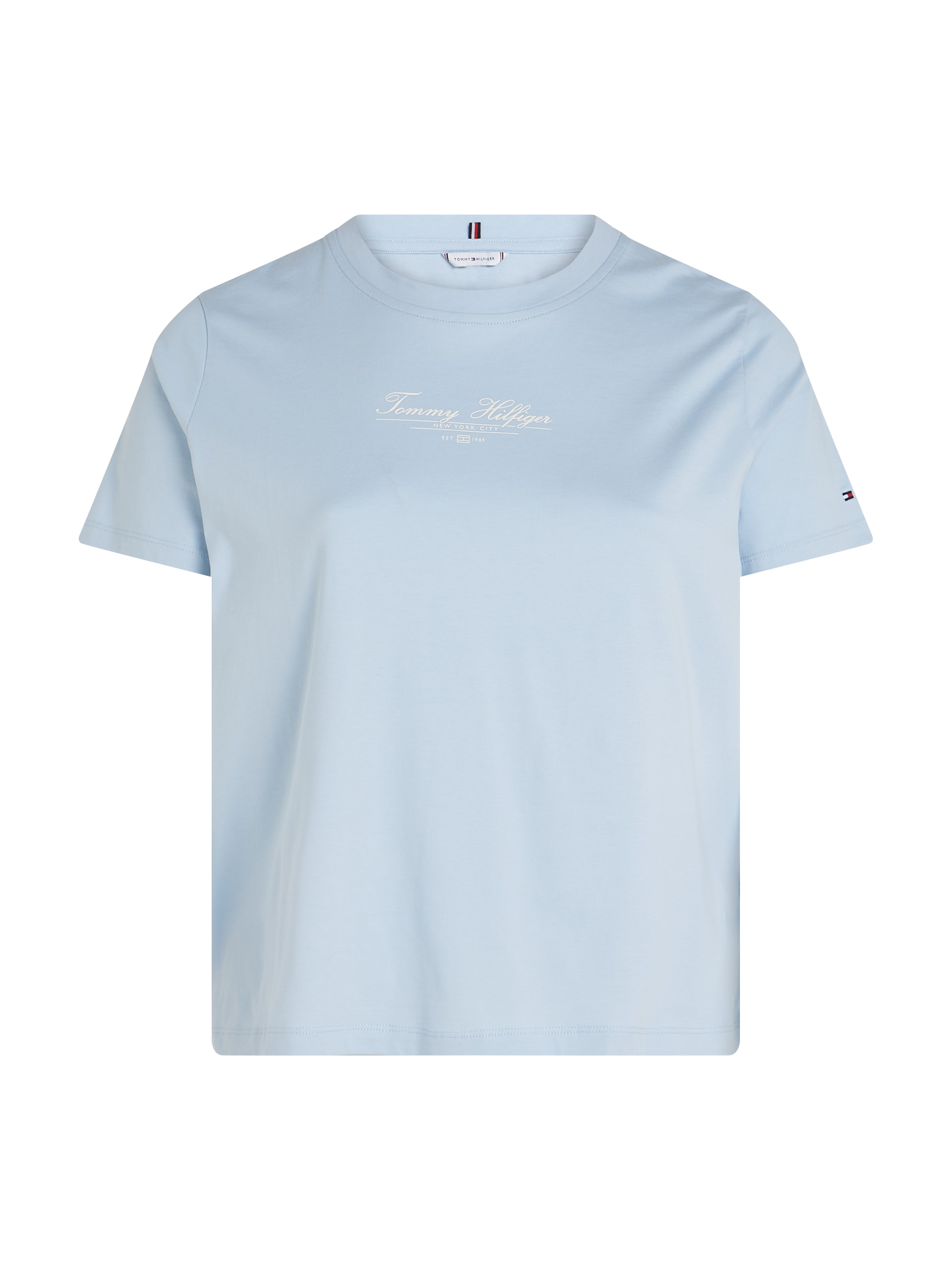 Tommy Hilfiger Curve Rundhalsshirt »CRV REG SCRIPT C-NK TEE SS«, in Grossen Grössen, Logoschriftzug