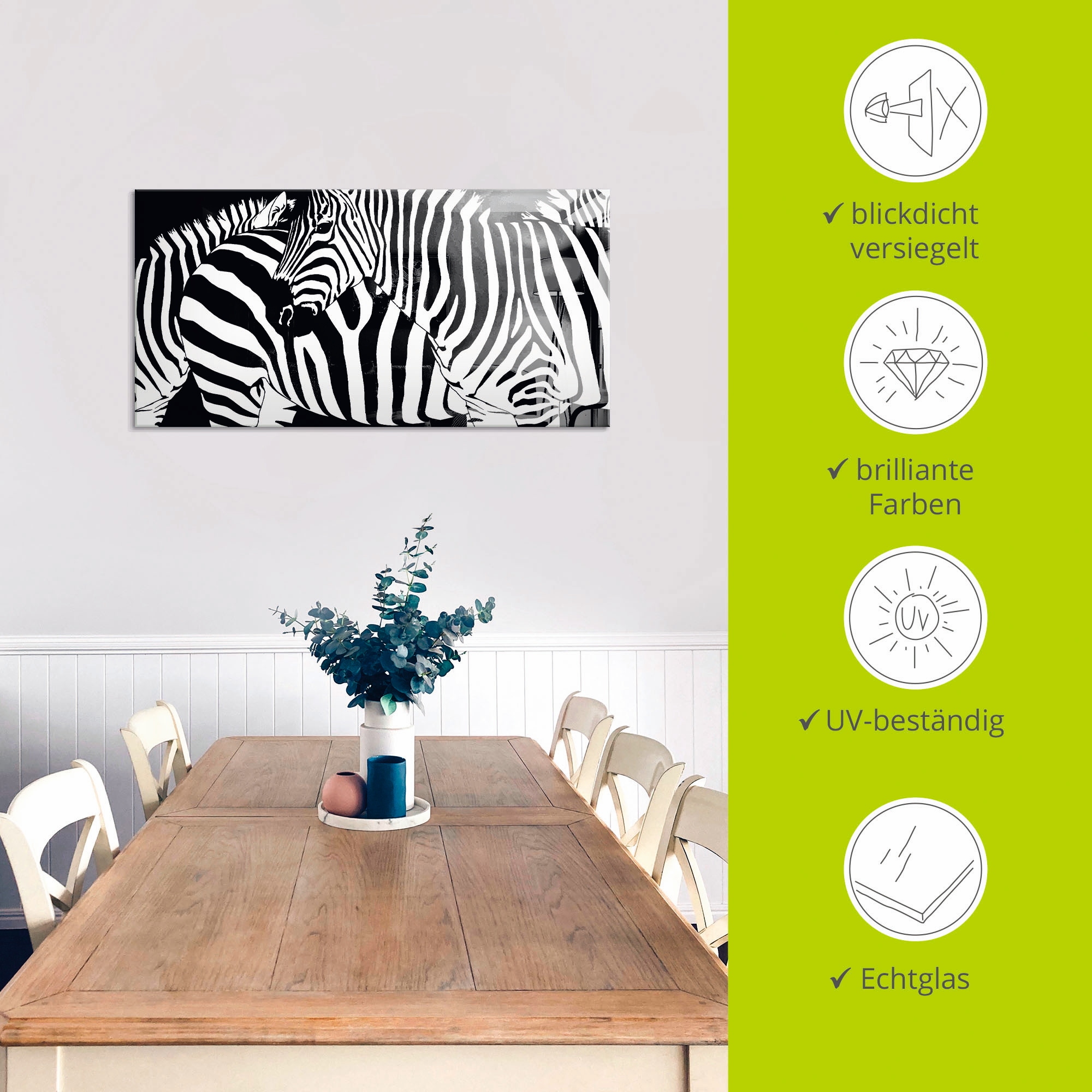 Artland Glasbild »Zebrastreifen«, Wildtiere, (1 St.), in verschiedenen Grössen