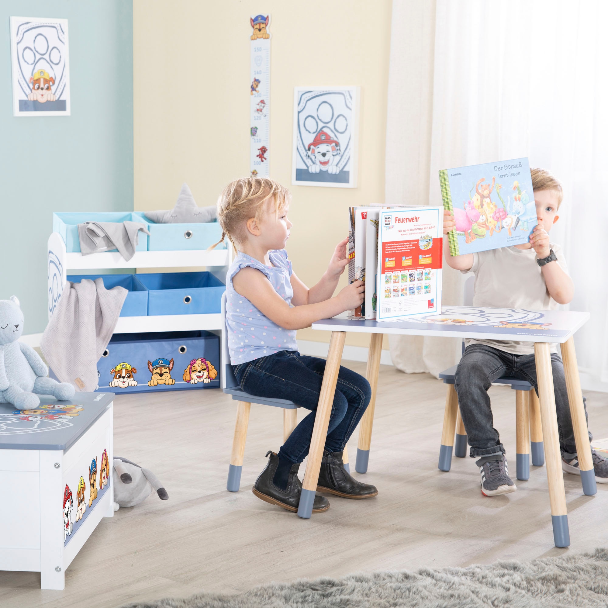 roba® Kinderregal »PAW Patrol, weiss«, inklusive 5 Stoffboxen in 2 Grössen