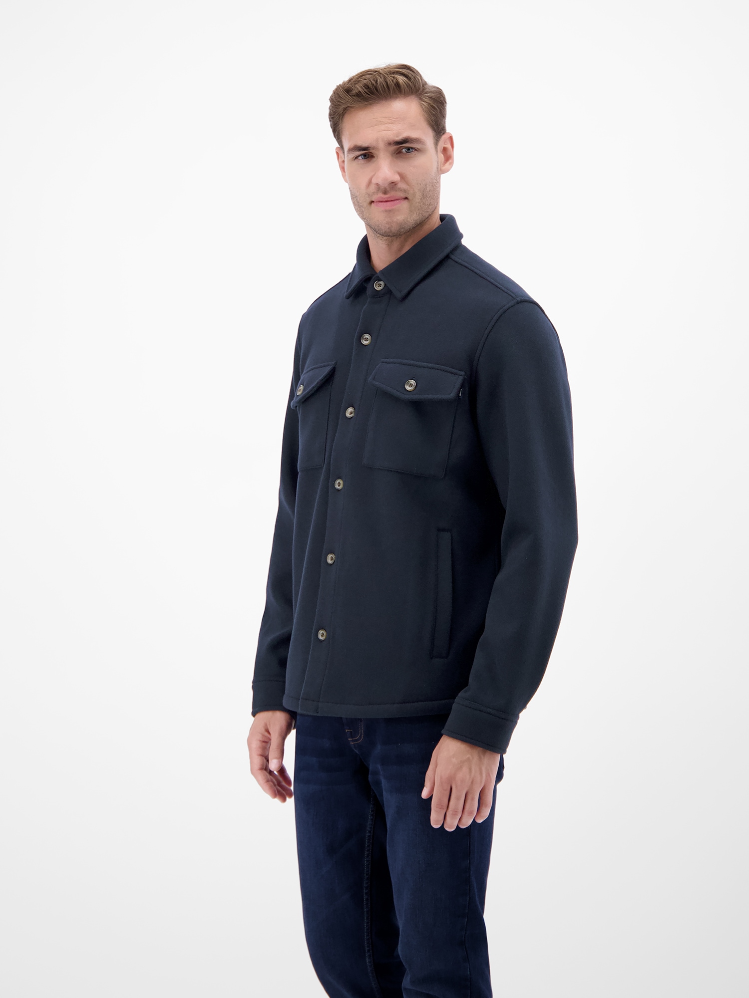 LERROS Langarmhemd »LERROS Urban-Style Hemdjacke in Wolloptik«