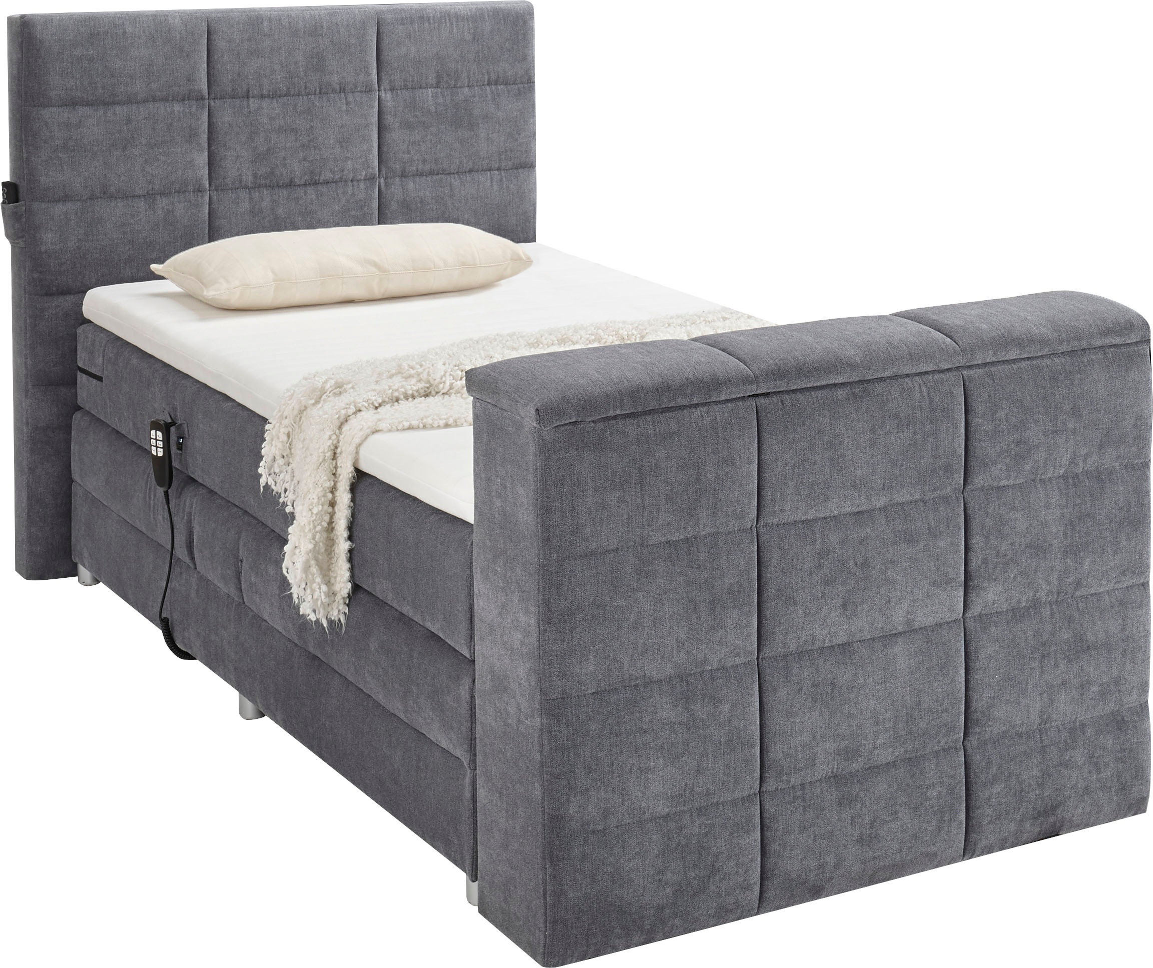 ED EXCITING DESIGN Boxspringbett »Denver« inkl. Motor, Topper und motorisierter TV-Halterung bis 40 Zoll