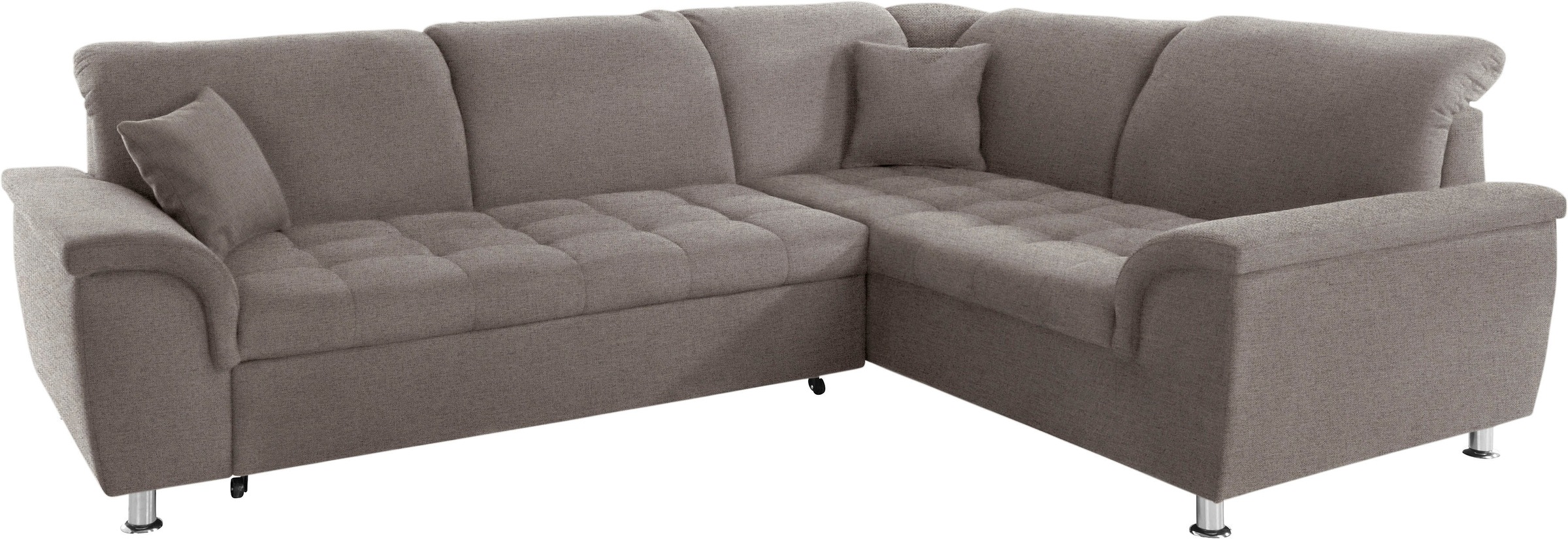 DOMO collection Ecksofa »Franzi, zeitlos und elegant, moderne Sitzheftung, L-Form«, wahlweise mit Kopfteilverstellung (dann Breite: 275 cm)