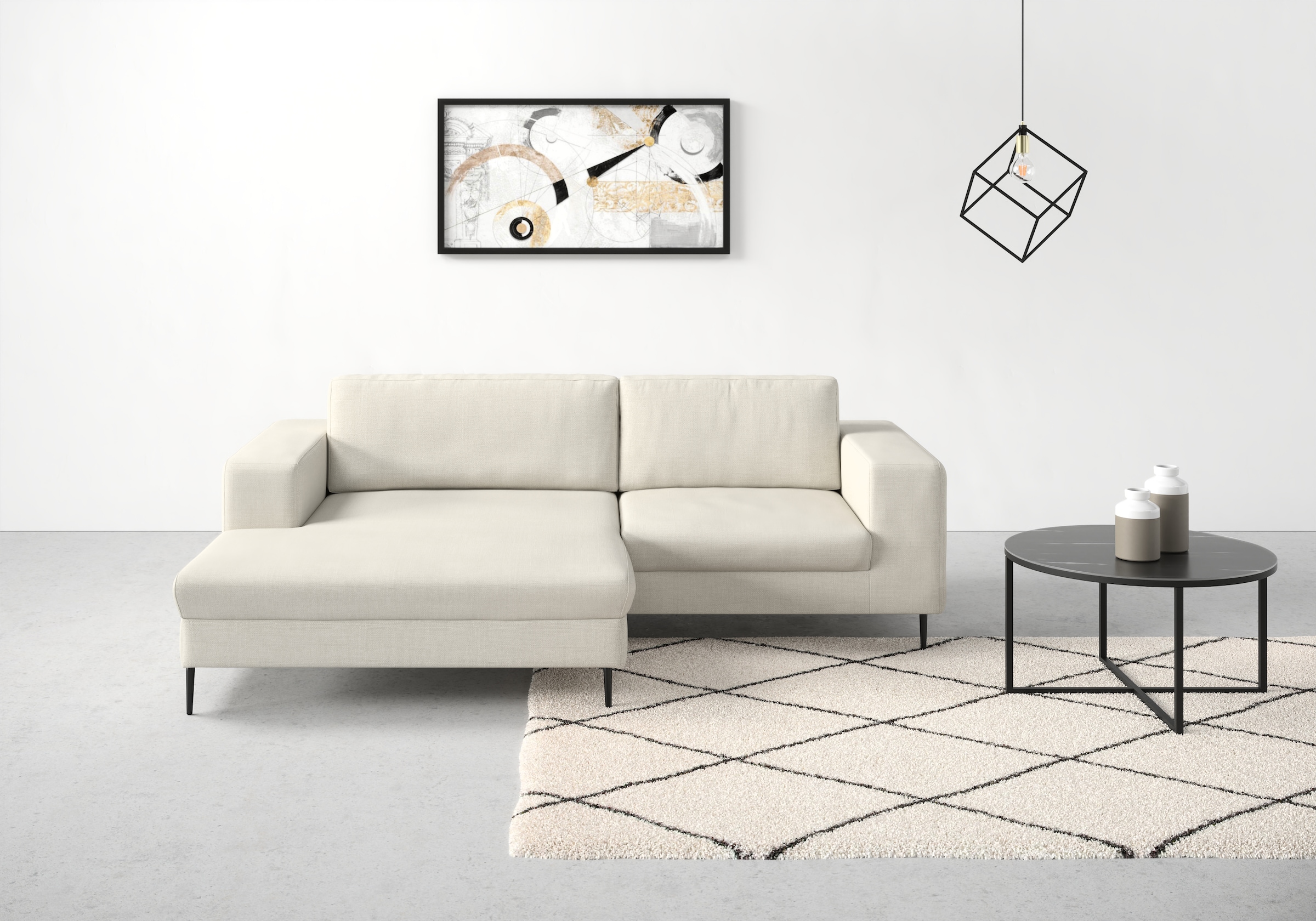 DOMO collection Ecksofa »Modica kompakt und elegant, Breite 244, L-Form«, moderne Optik mit extrabreiter Recamiere, auch in Cord