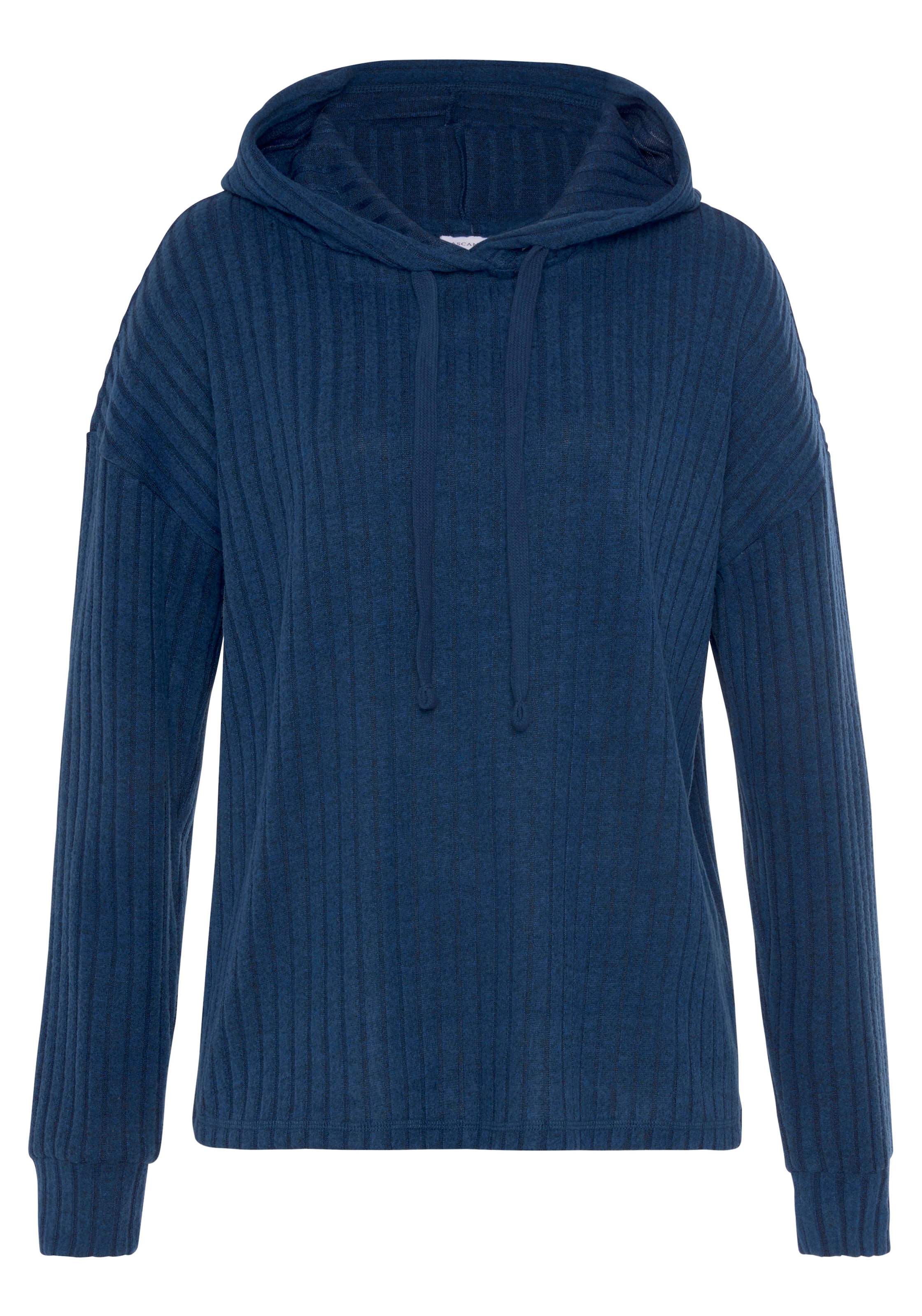 LASCANA Hoodie »/Strickpullover mit Kapuze«, mit Bindeband und in melierter Optik, Loungewear