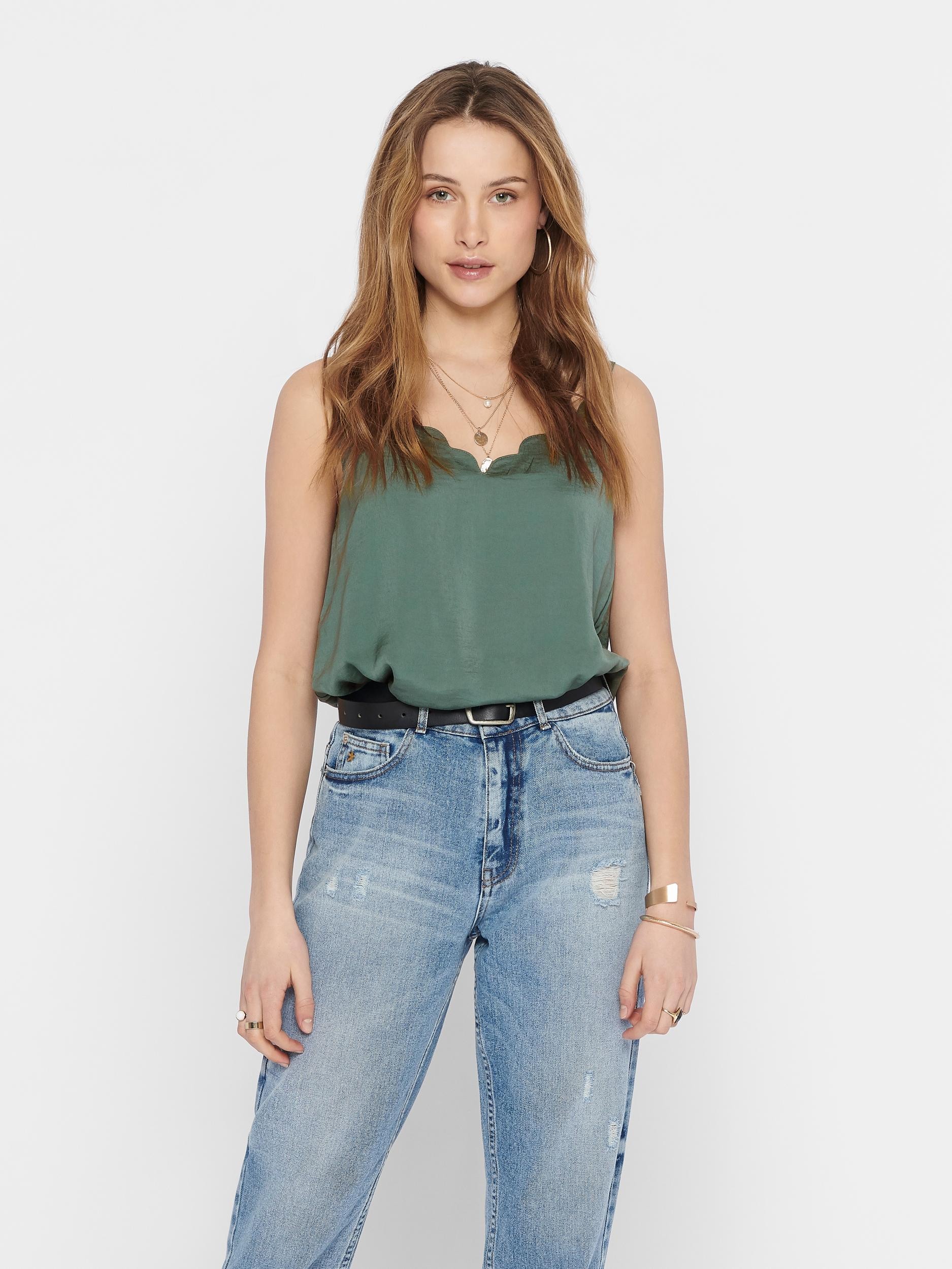 Image of ONLY Spaghettitop "ONLDEBBIE SINGLET NOOS WVN" Kunstfaser, regular fit, Rundhals