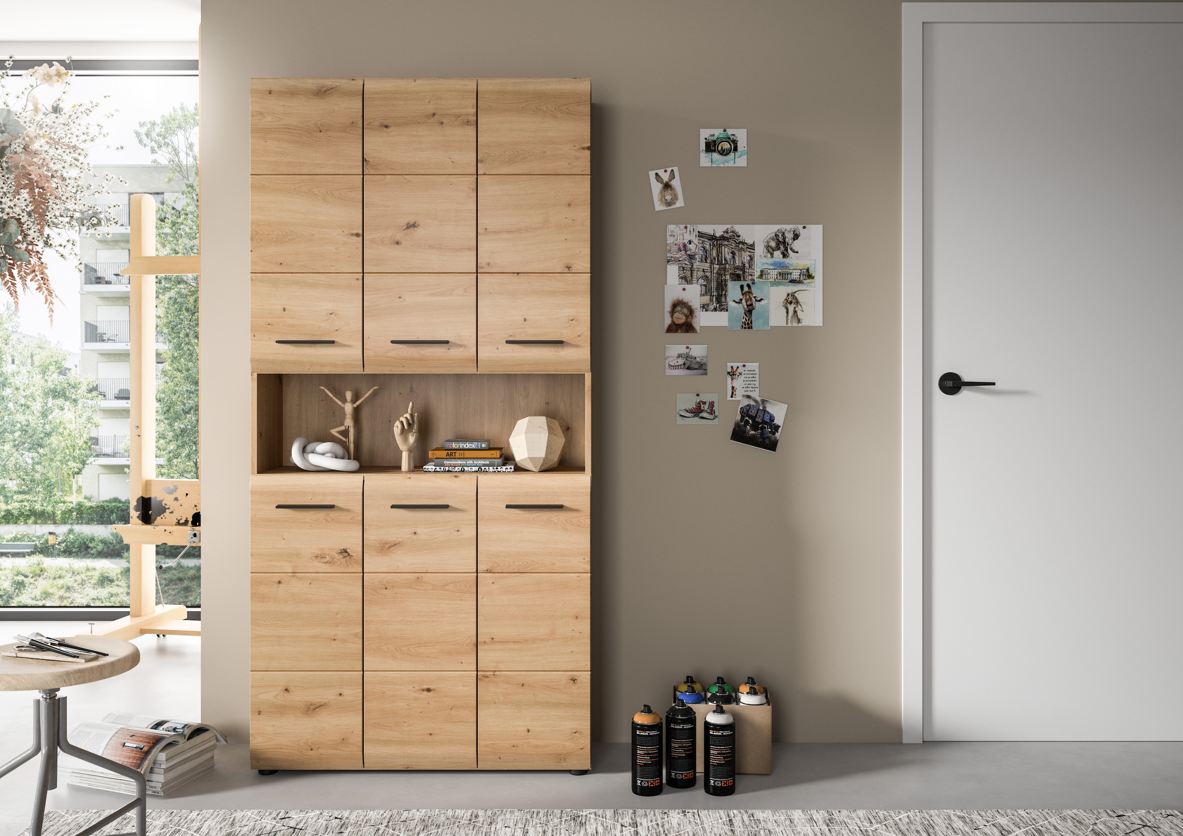INOSIGN Stauraumschrank 1 Stk. tlg. Florenz, Mehrzweckschrank Artisan Oak NB, 185 cm Höhe, Bad