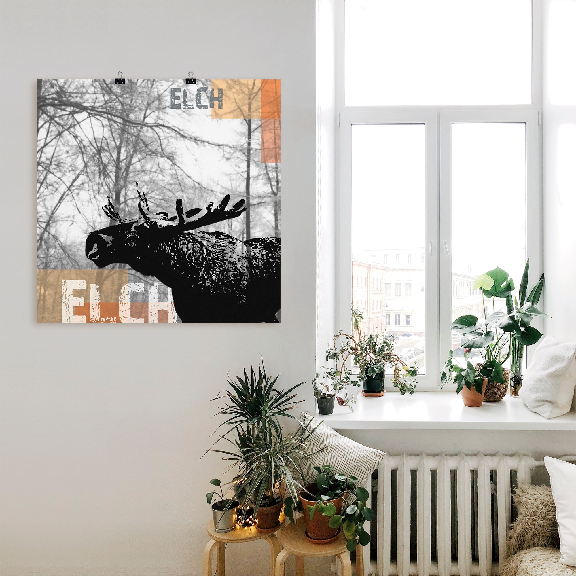 Artland Poster »Elch«, Wildtiere, (1 St.), als Alubild, Leinwandbild, Wandaufkleber oder Poster in versch. Grössen