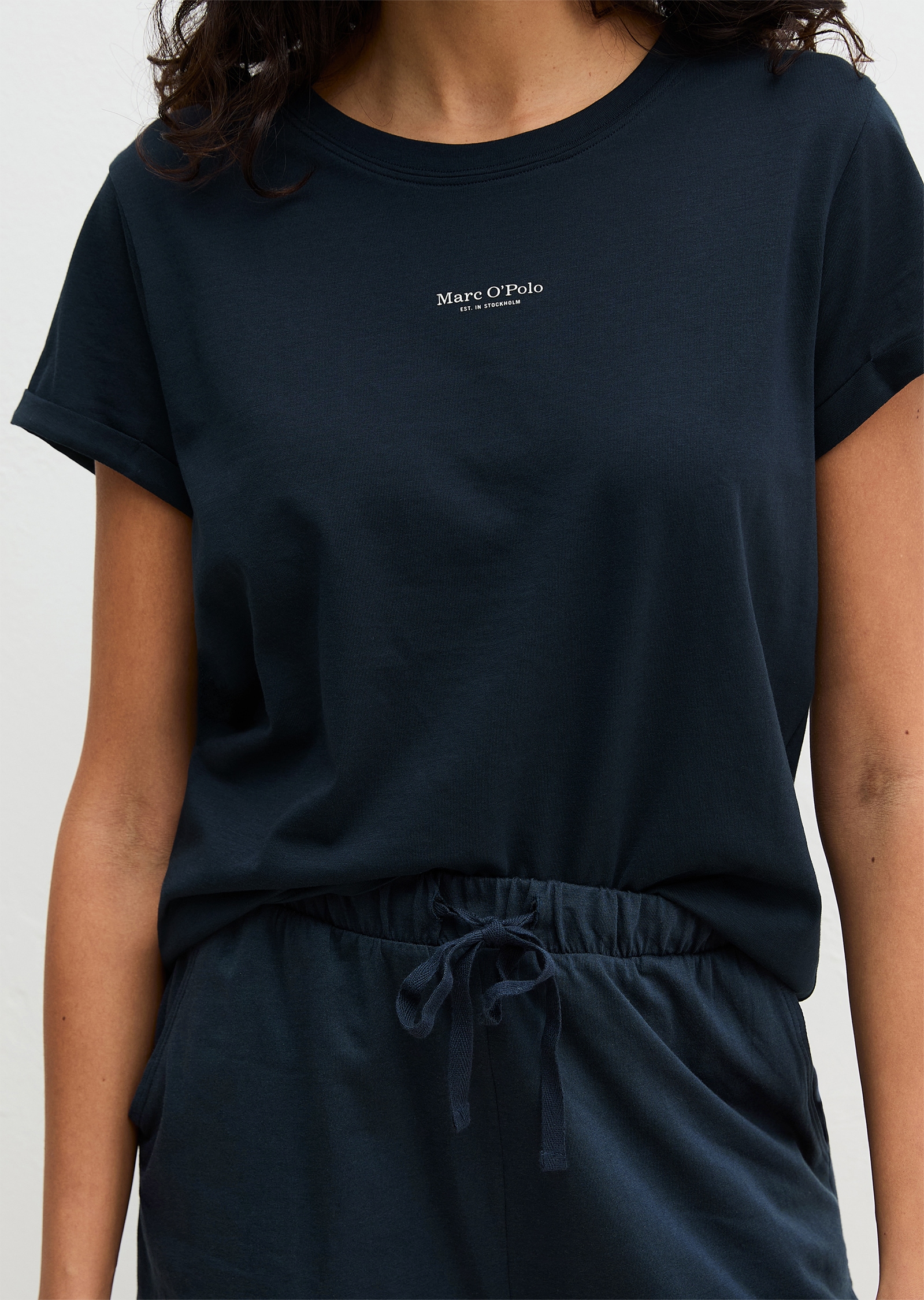 Marc O'Polo Shorty »Mix N Match Cotton Pyjama Set Short« 2tlg., 2 tlg. mit kurzem Arm und Rundhalsausschnitt, Hose mit Gummizug