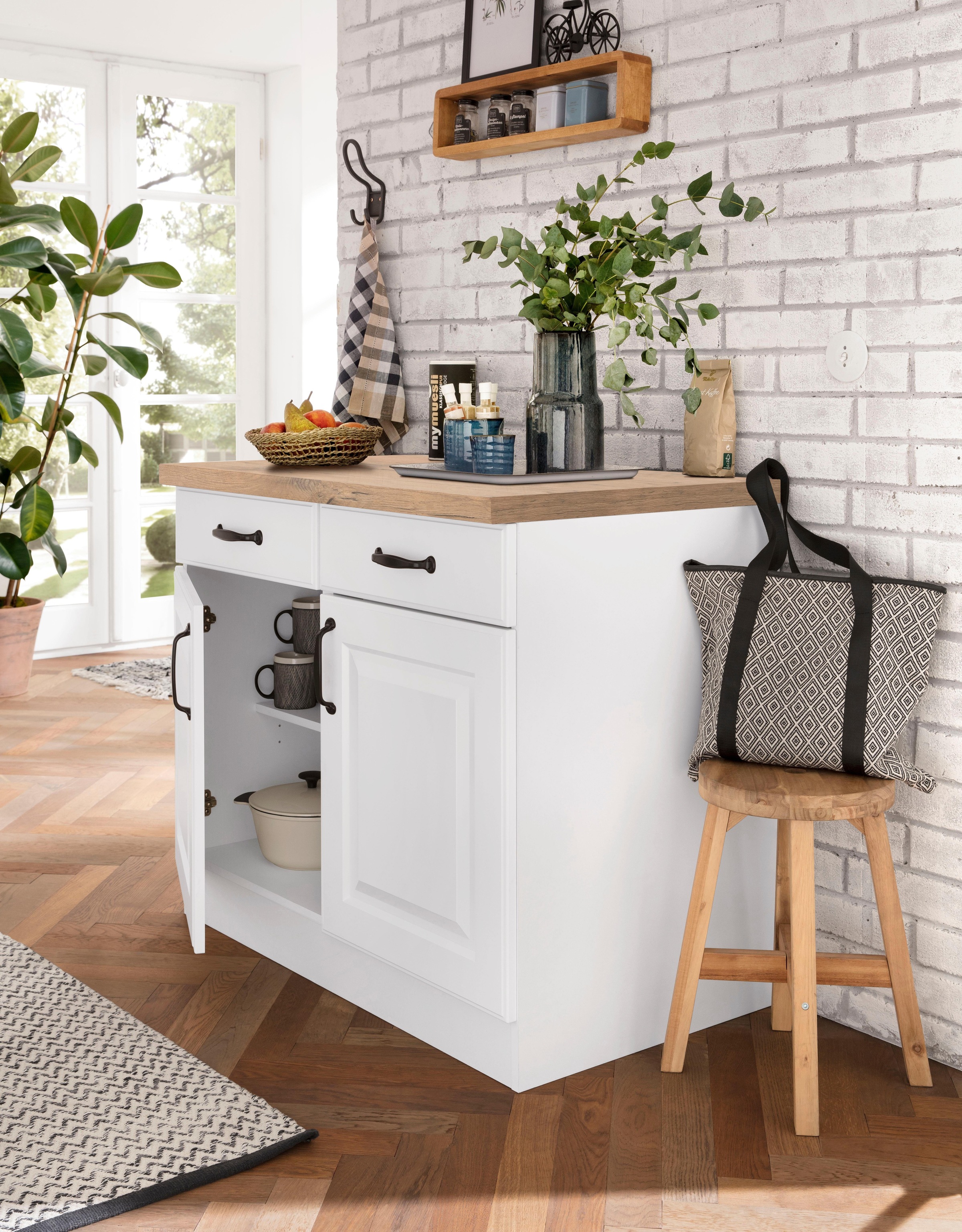 wiho Küchen Unterschrank "Erla" 100 cm breit mit Kassettenfront, mit Arbeitsplatte