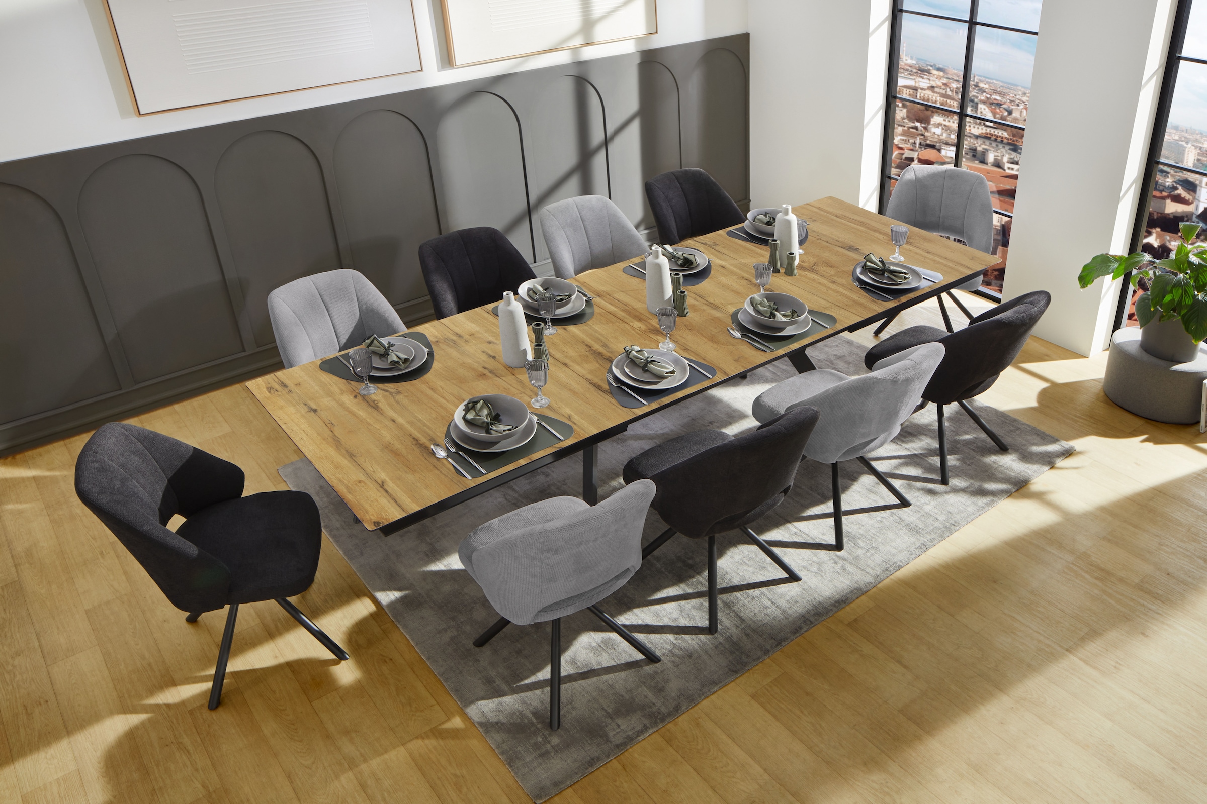 Jockenhöfer Gruppe Table de salle à manger »Tyson, 3-fach ausziehbar« extra large (200-320x100cm), extension synchronisée, mélaminé