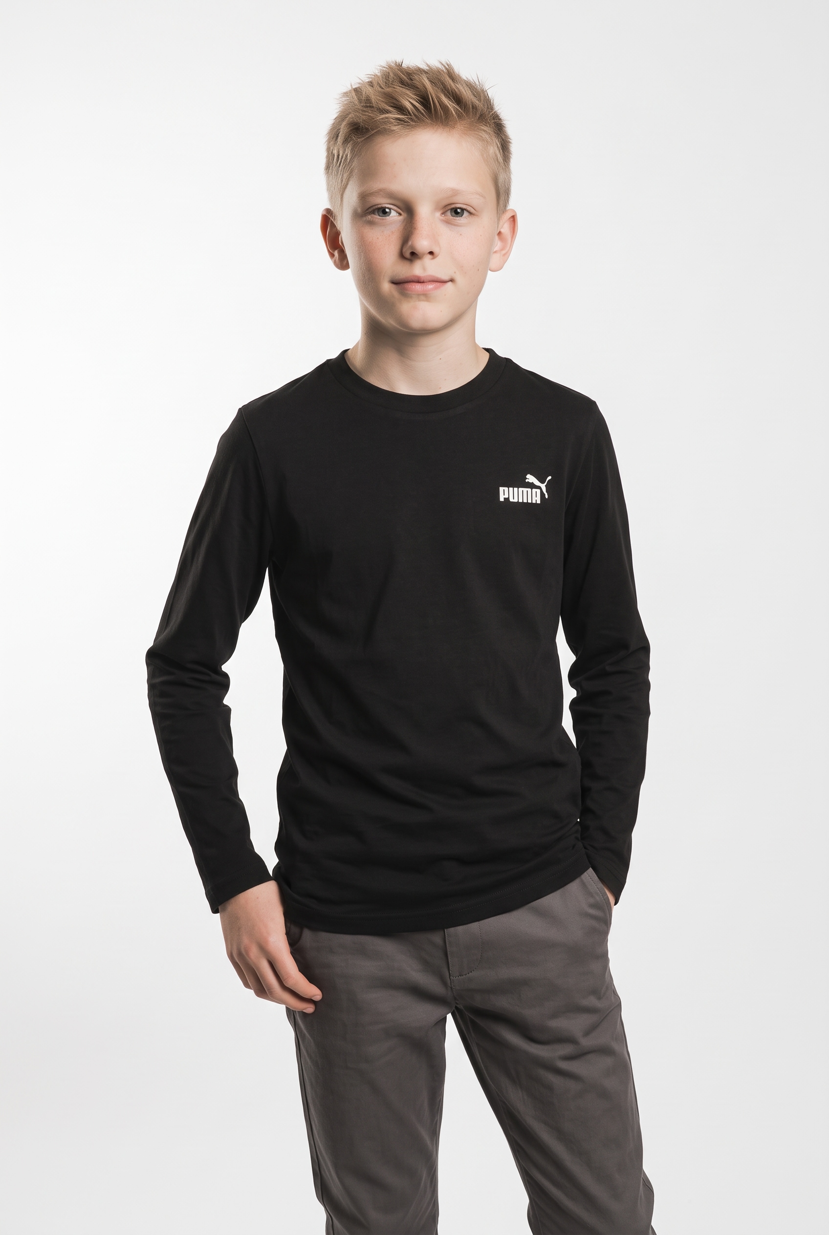 Image of PUMA Langarmshirt "ESS NO 1 LOGO LONGSLEEVE TEE B" entspannte Passform, mit Rundhalsausschnitt, ohne Kapuze